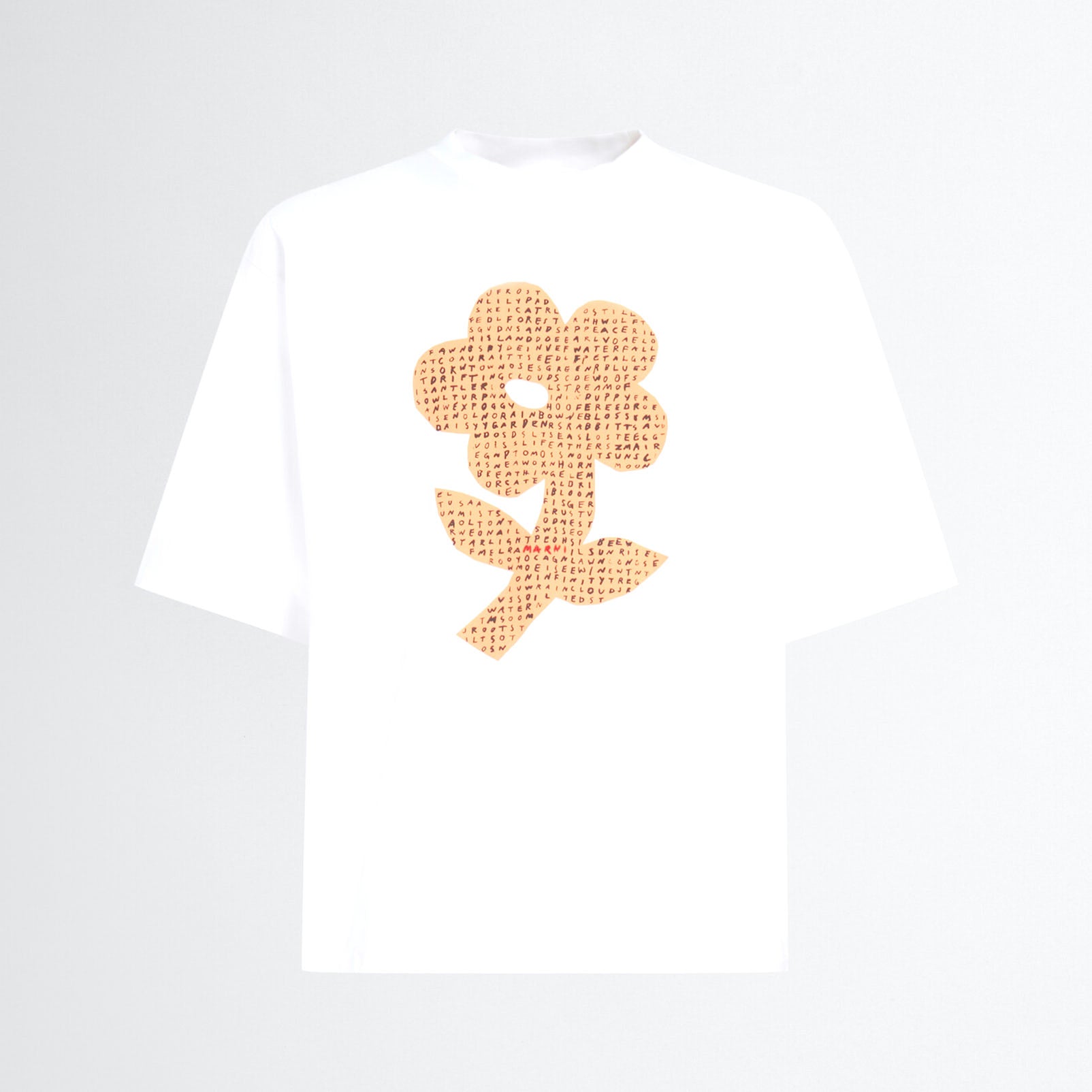 T-shirt Marini Fleur et Mots Mêlés Blanc
