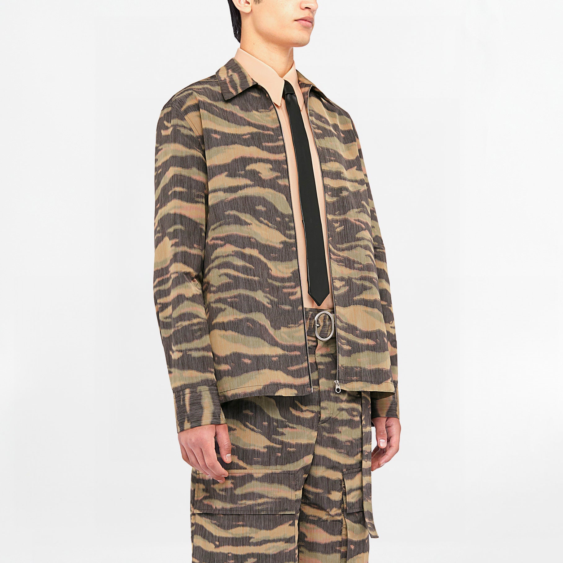 Chemise Jil Sander Imprimée Camouflage Tiger Striped Brown