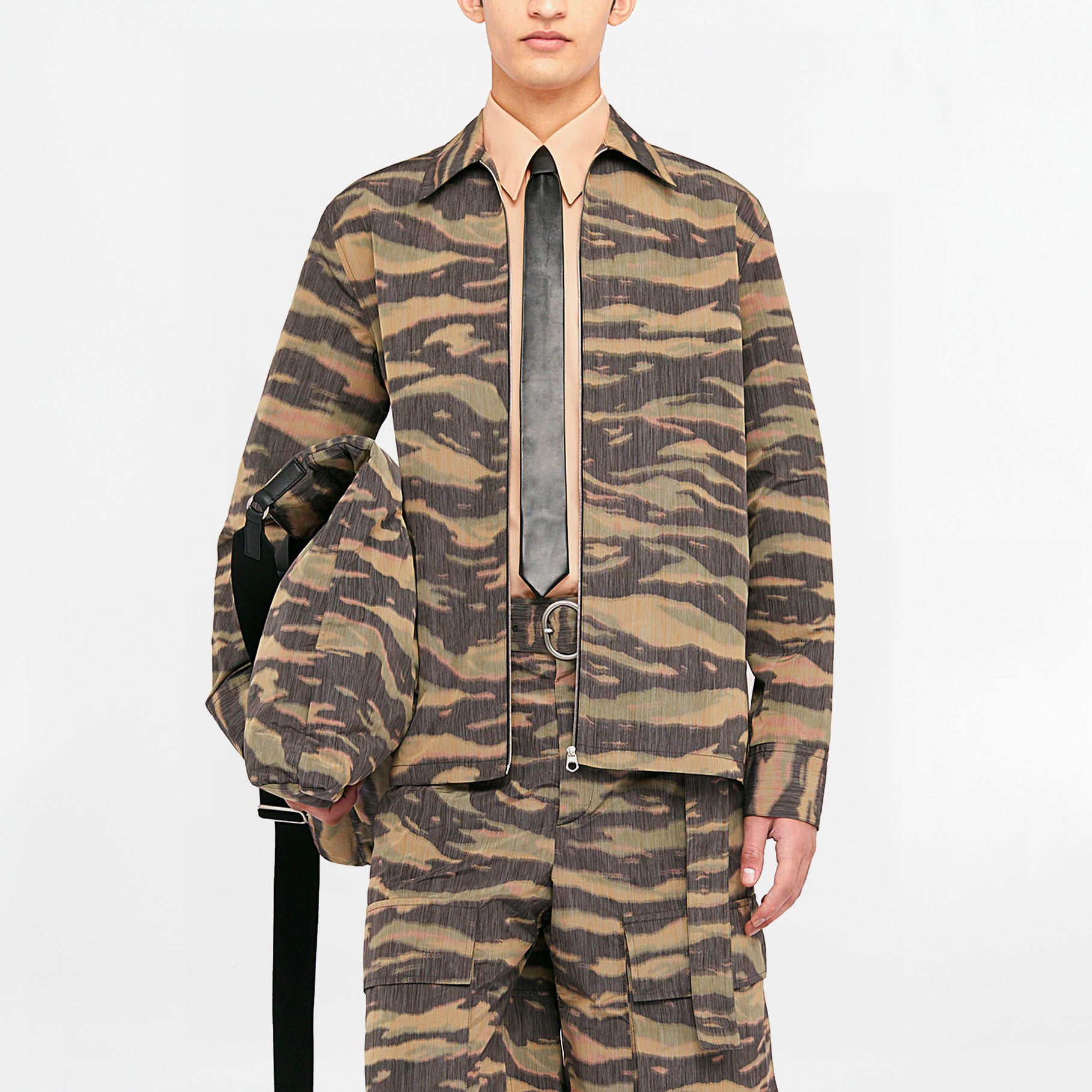 Chemise Jil Sander Imprimée Camouflage Tiger Striped Brown