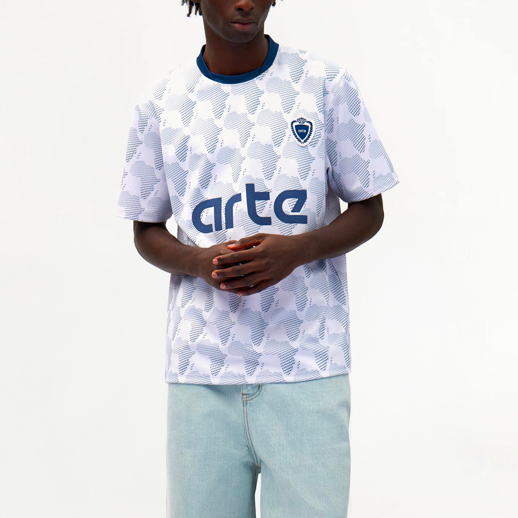 T-shirt Arte Africa Print Blanc/Bleu Marine