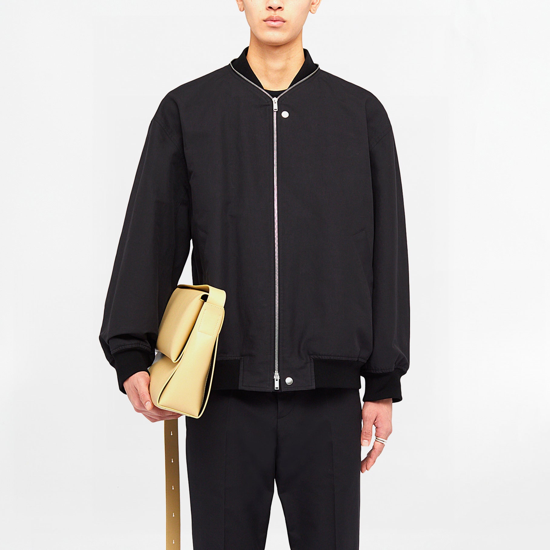 Jil Sander Lightweight Cotton Bomber Jacket Black
