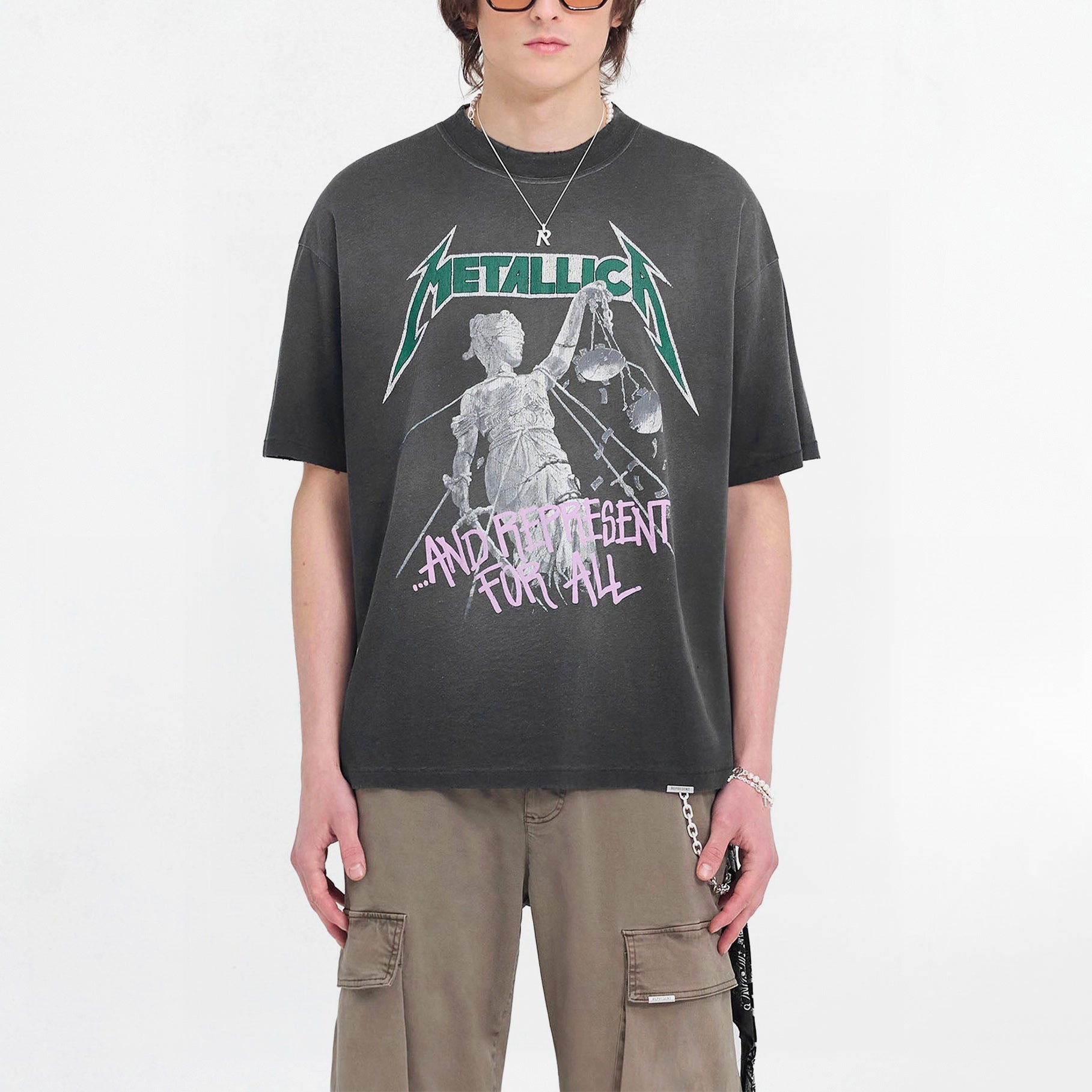 T-shirt Represent x Metallica Justice For All Noir Délavé