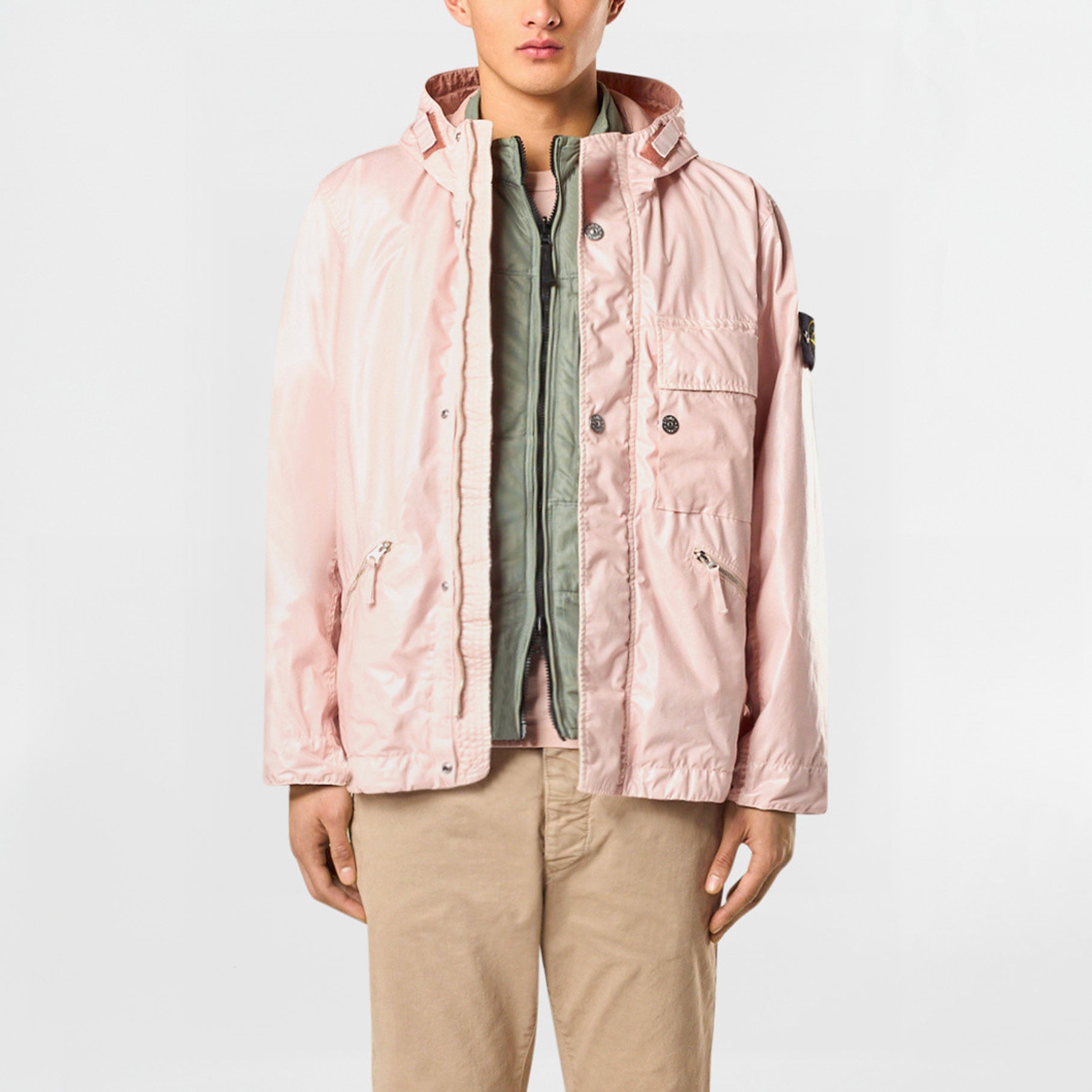 Veste Stone Island Mussola Gommata TC 4100062 Rose Pâle