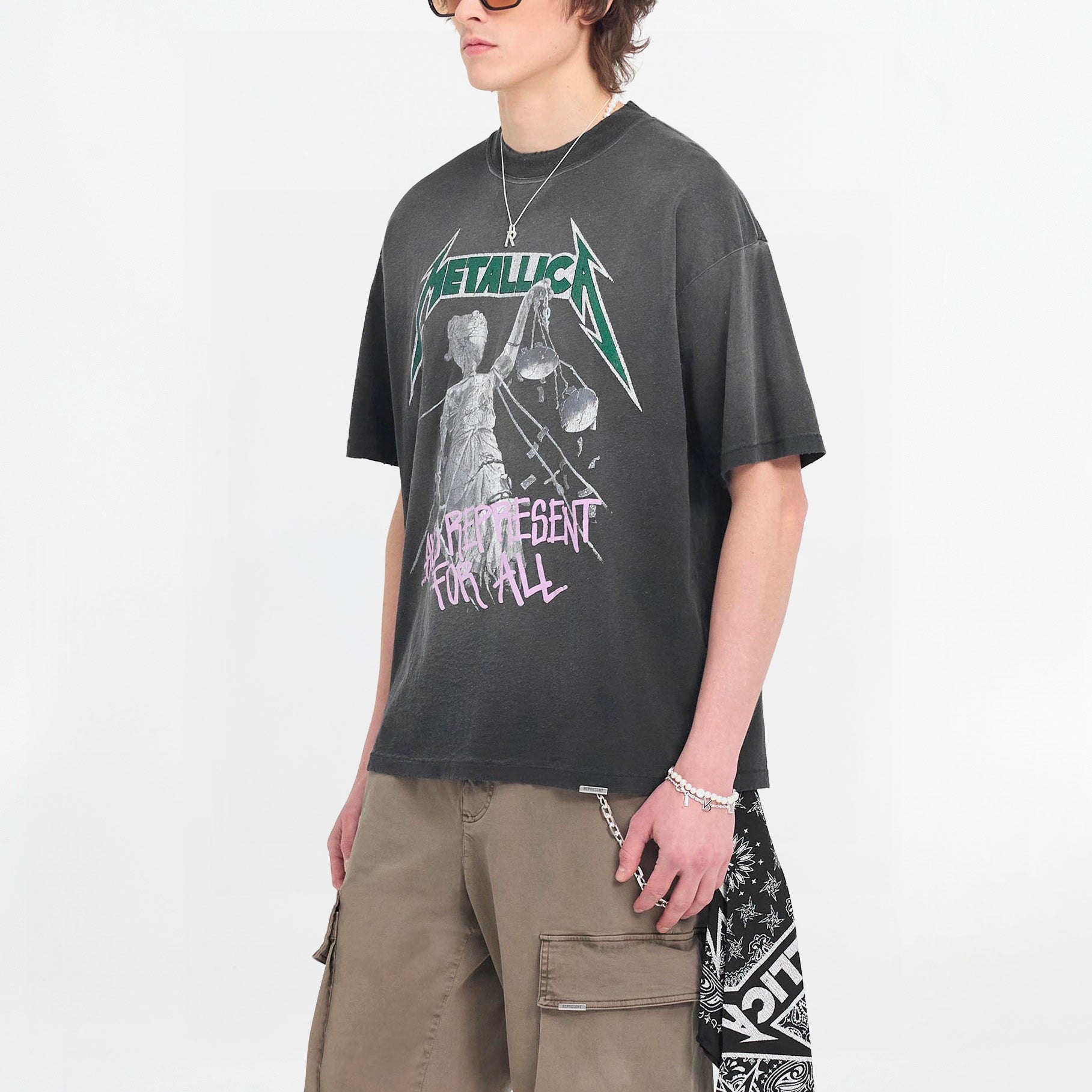 T-shirt Represent x Metallica Justice For All Noir Délavé