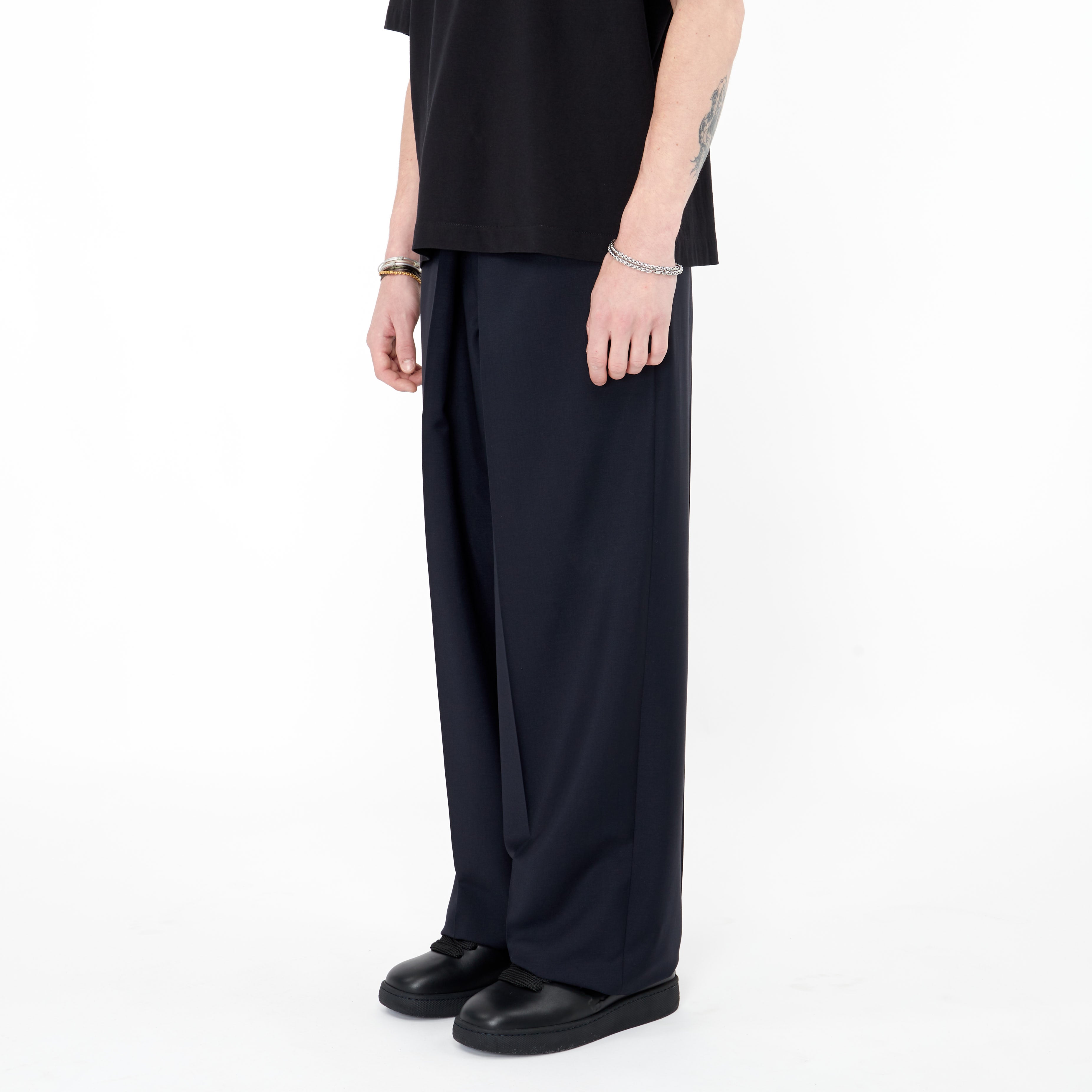 Pantalon Givenchy Extra Large en Laine et Mohaire Bleu
