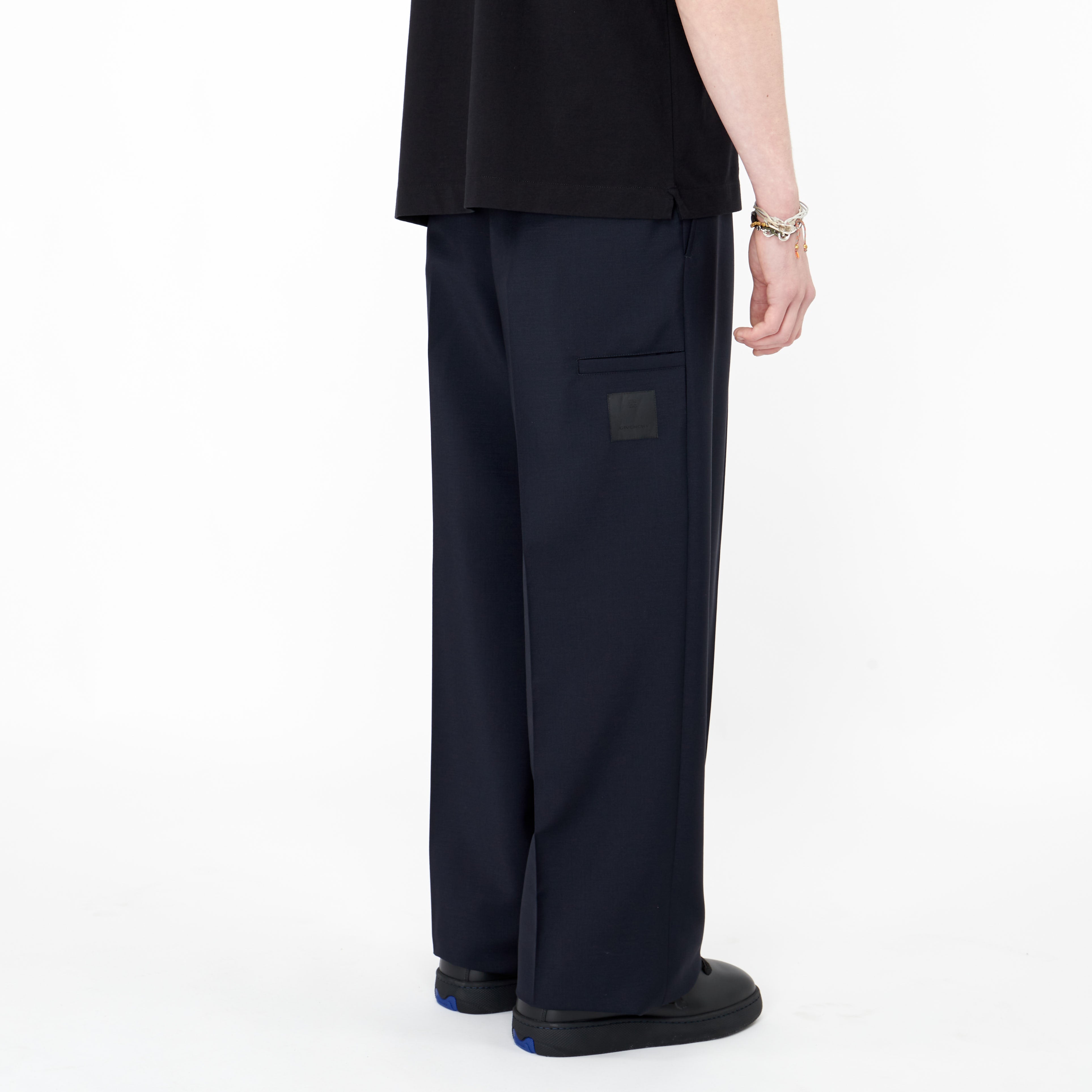 Pantalon Givenchy Extra Large en Laine et Mohaire Bleu