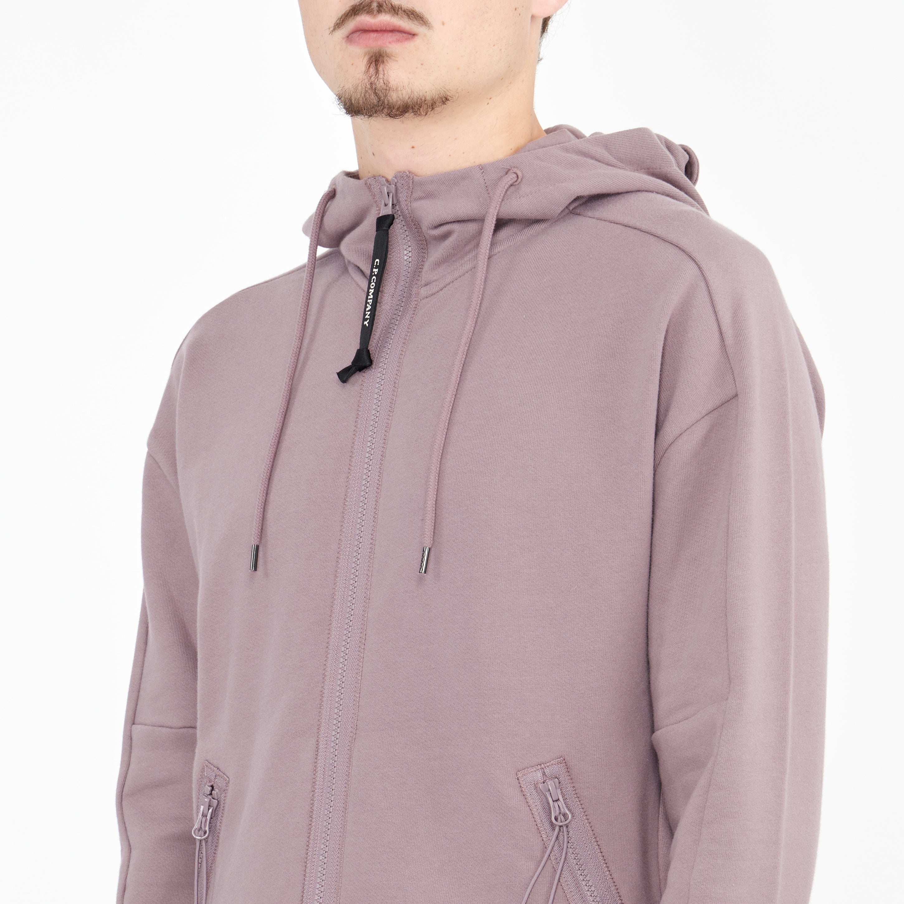 Sweatshirt zippé C.P. Company Diagonal Goggle à capuche Purple Dove