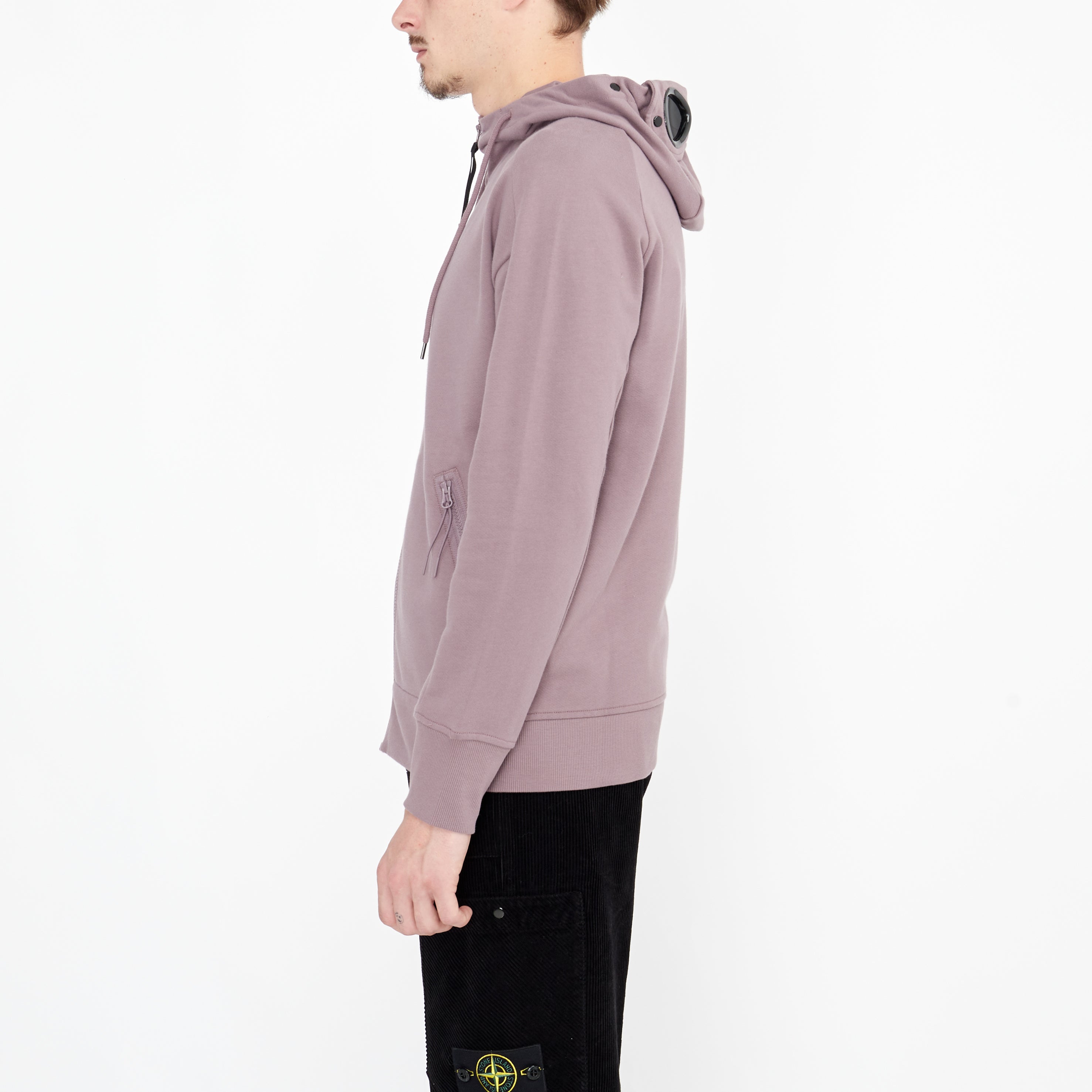 Sweatshirt zippé C.P. Company Diagonal Goggle à capuche Purple Dove
