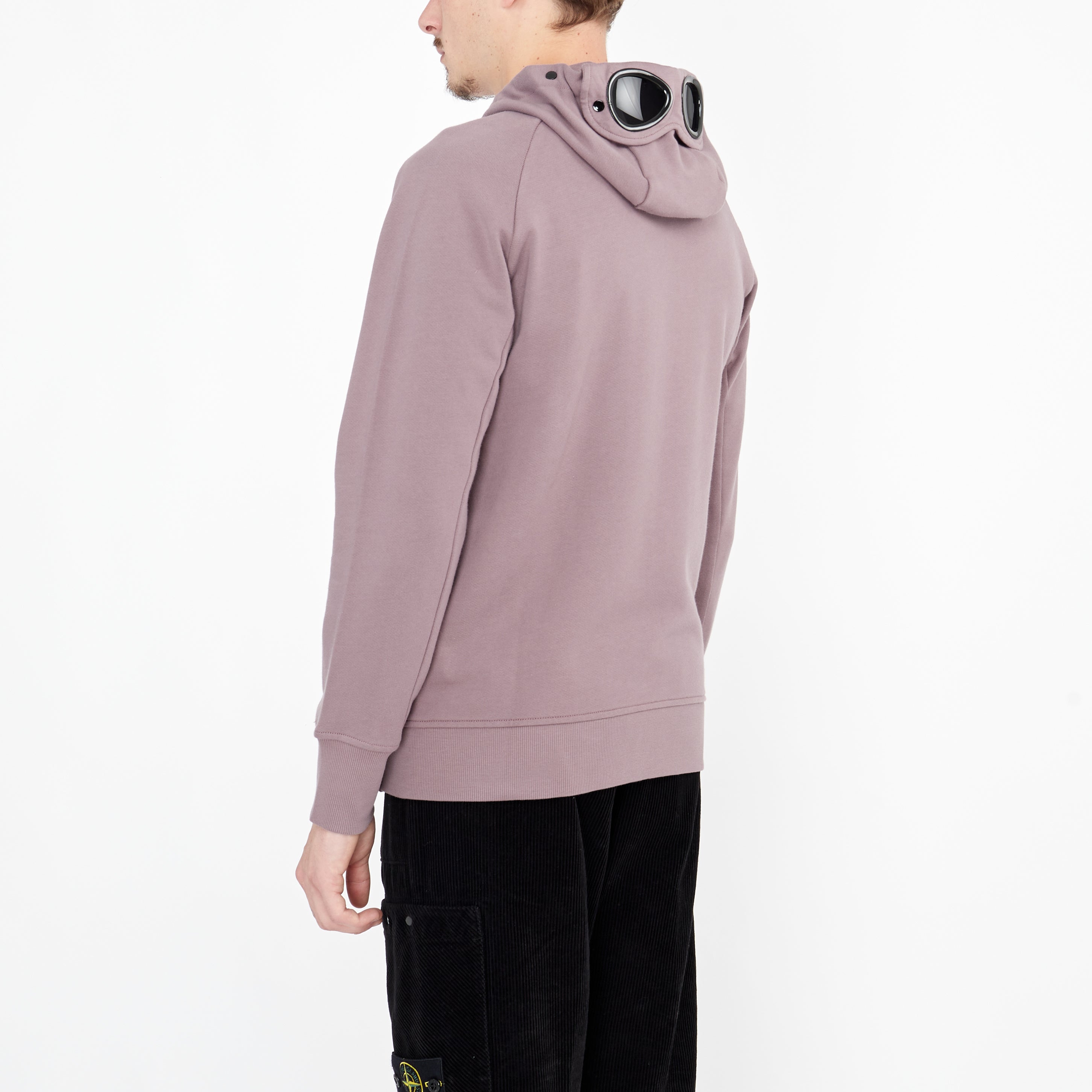 Sweatshirt zippé C.P. Company Diagonal Goggle à capuche Purple Dove