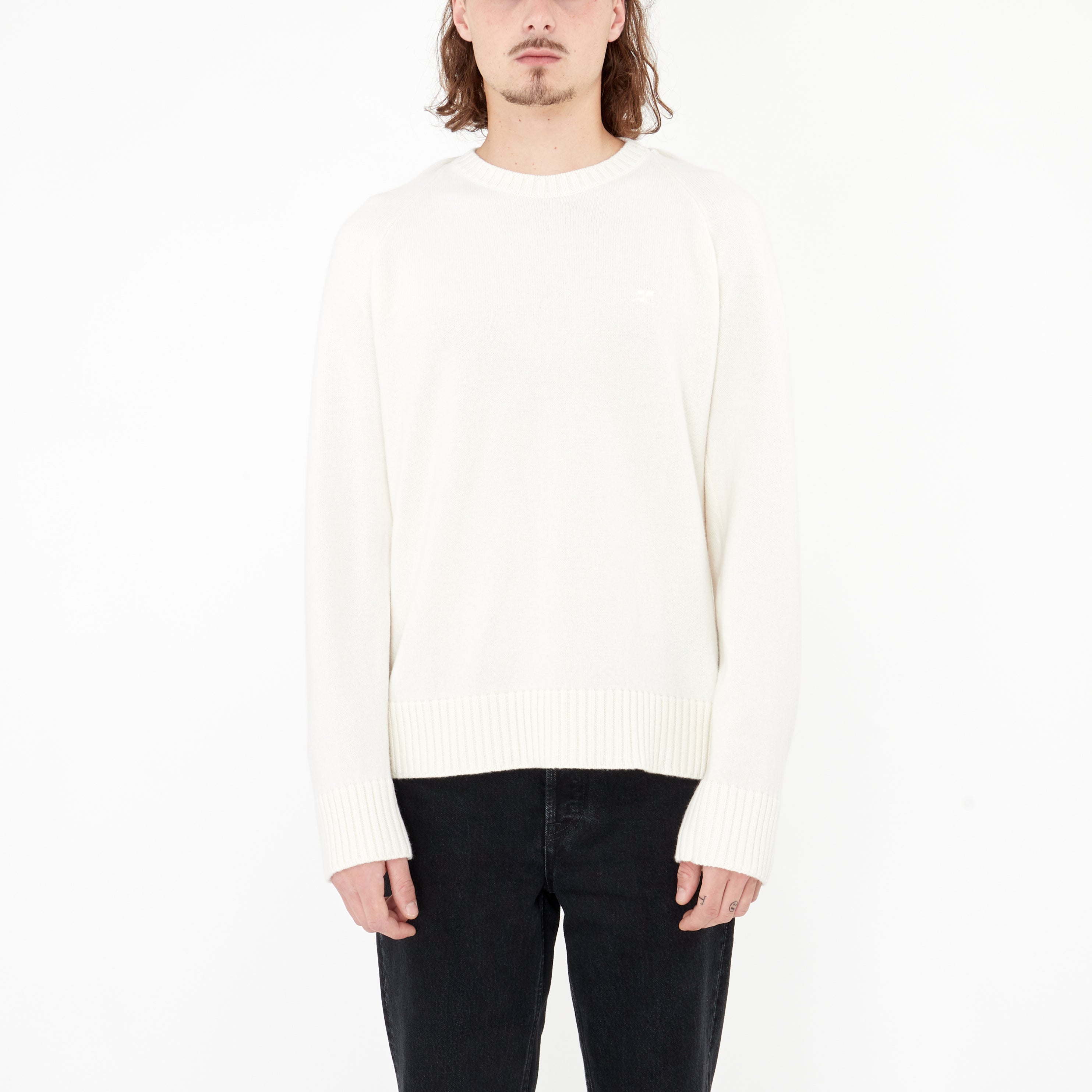 Pull en Laine Courrèges avec Drapé Beige