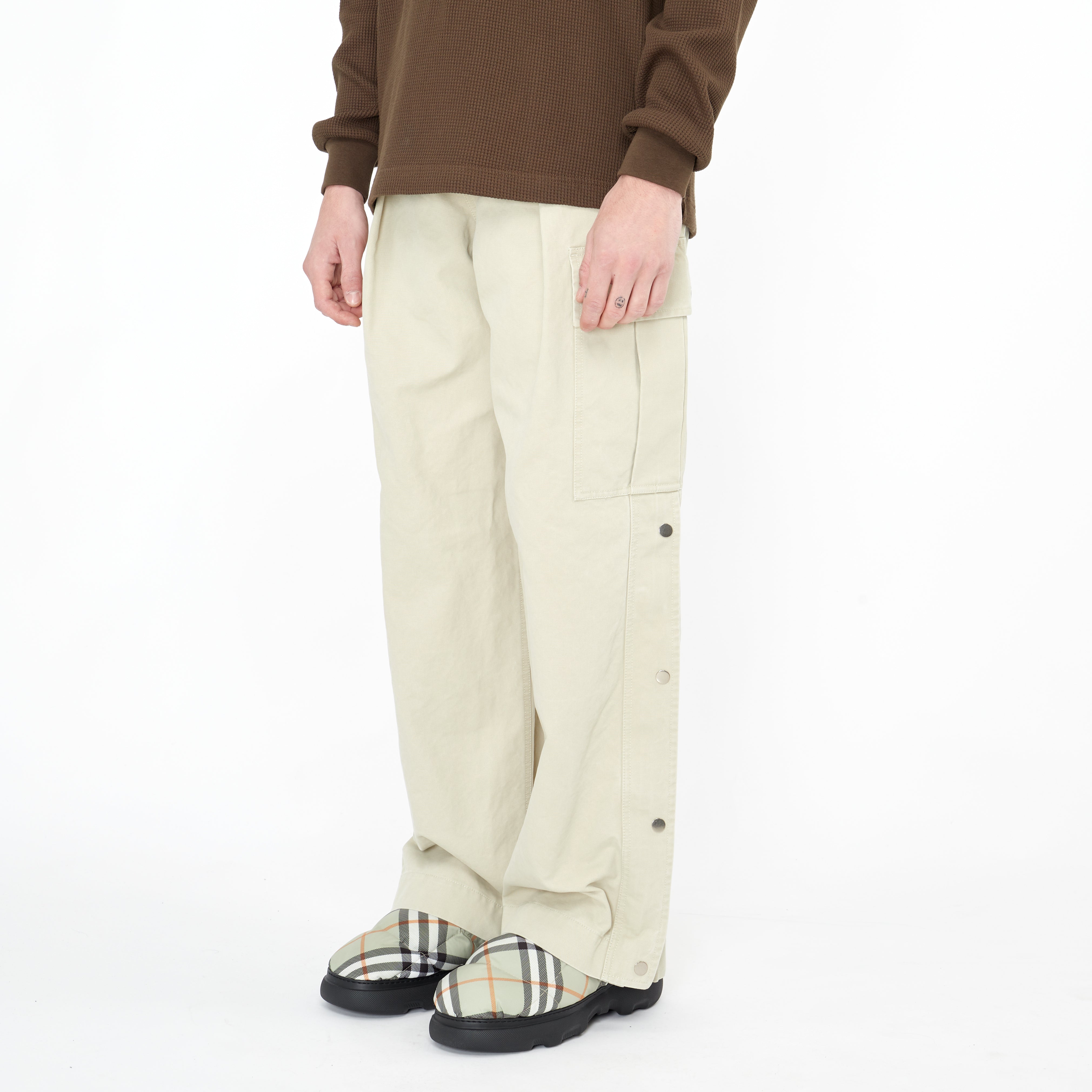 Pantalon Cargo Burberry en Toile de Coton Beige