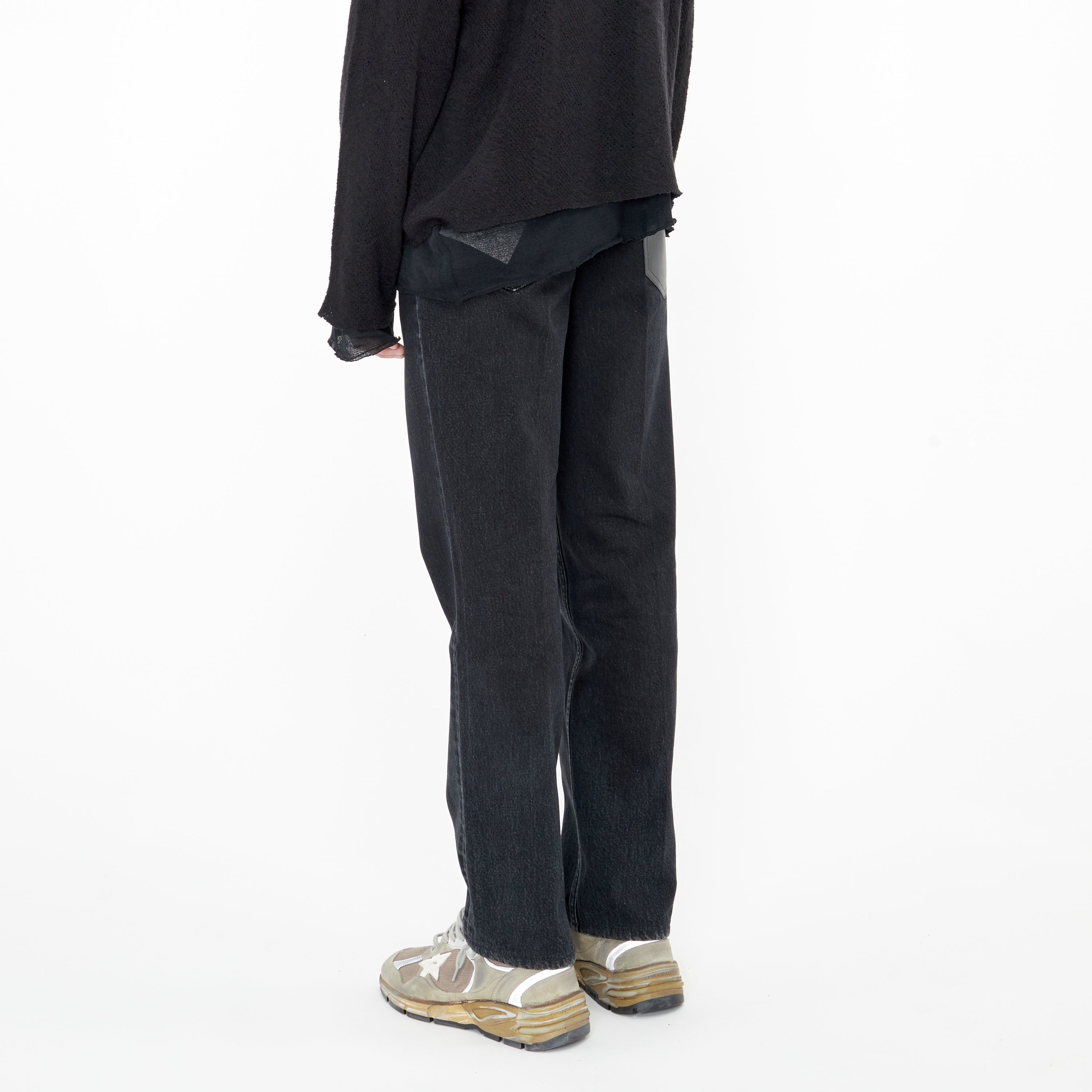 Jeans Lanvin Détails Cuir Noir