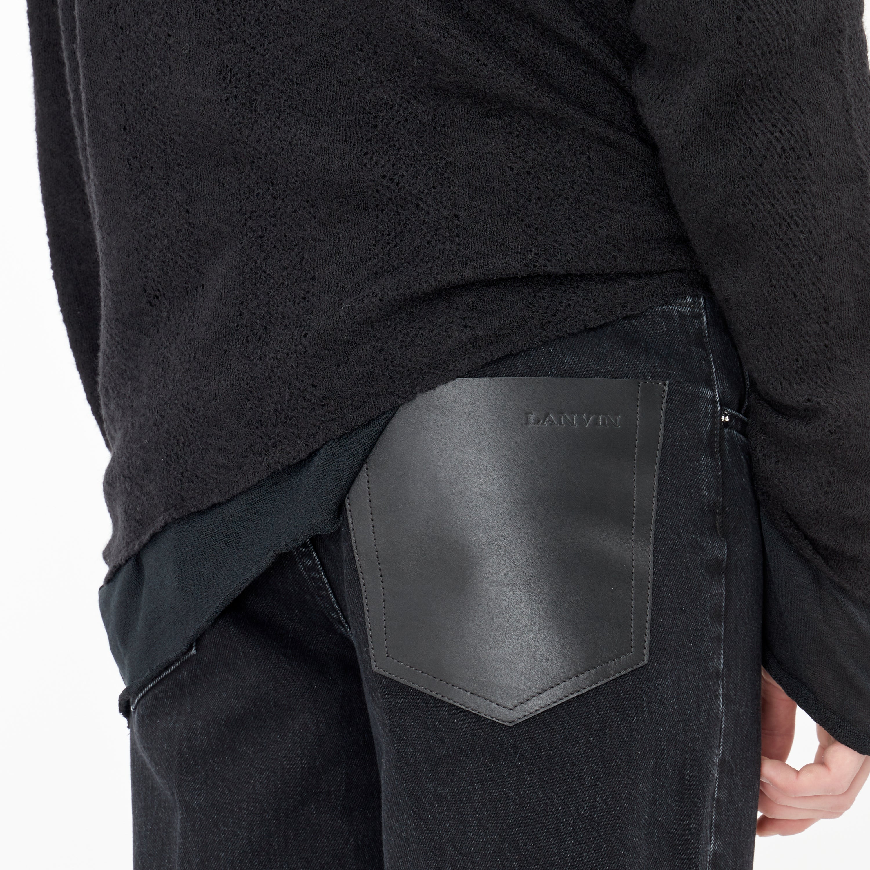 Jeans Lanvin Détails Cuir Noir