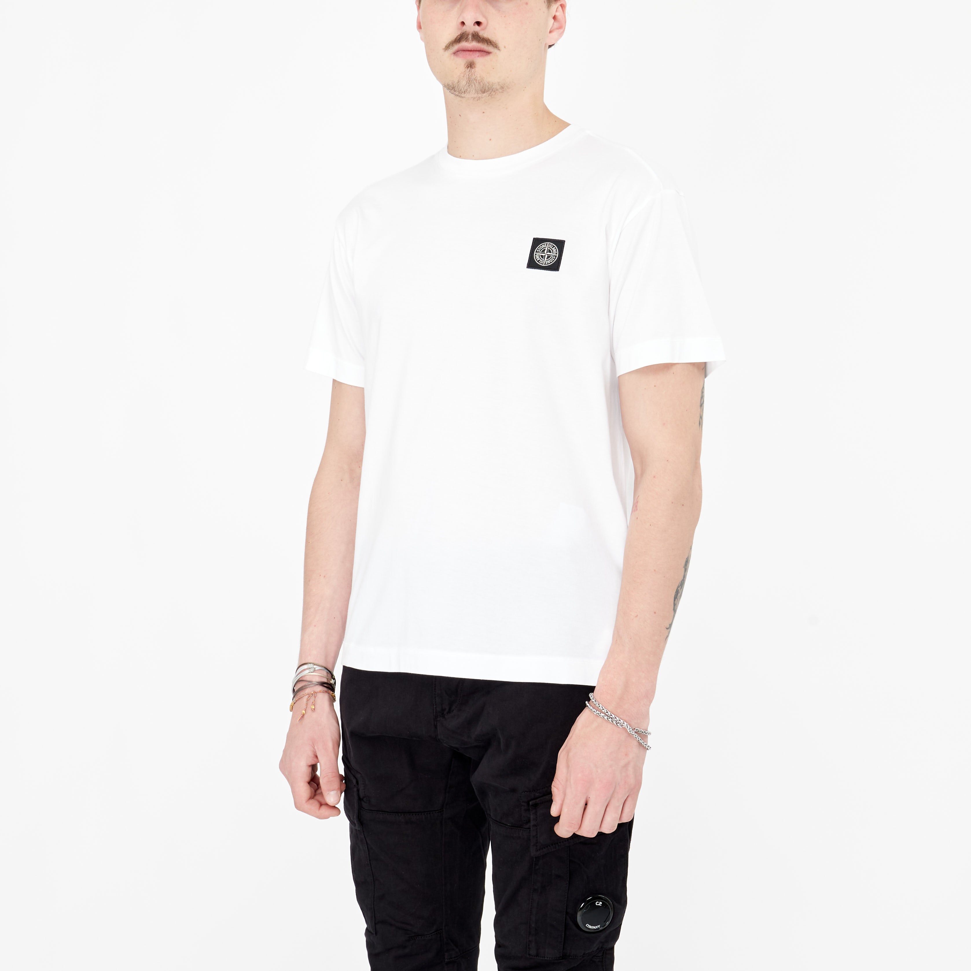 T-shirt Stone Island Logo Blanc 24113