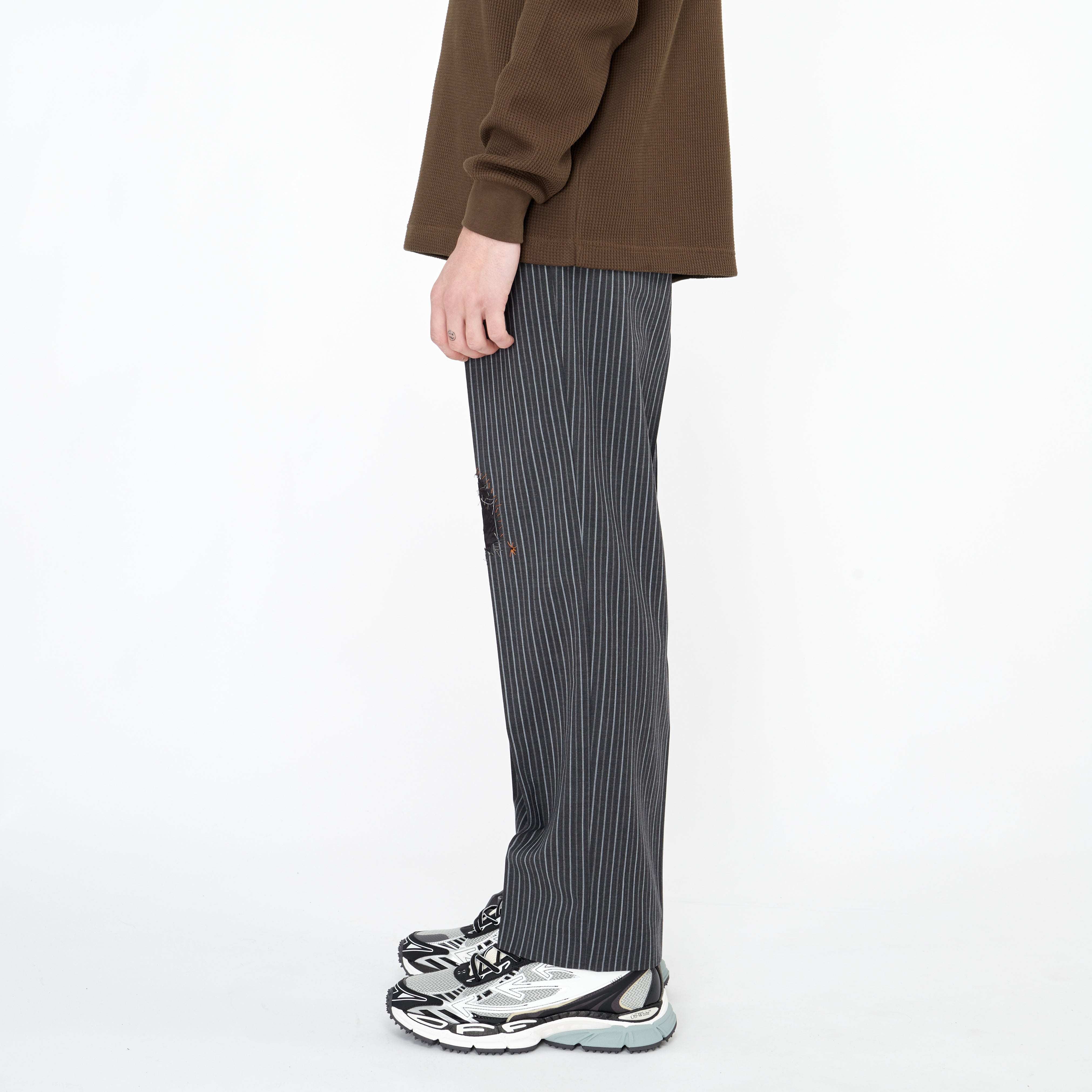 Pantalon Marni à Rayure Gris