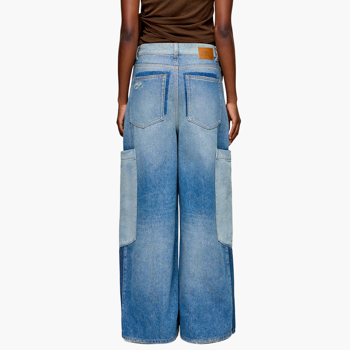 Jean Baggy Large en Denim Patchwork