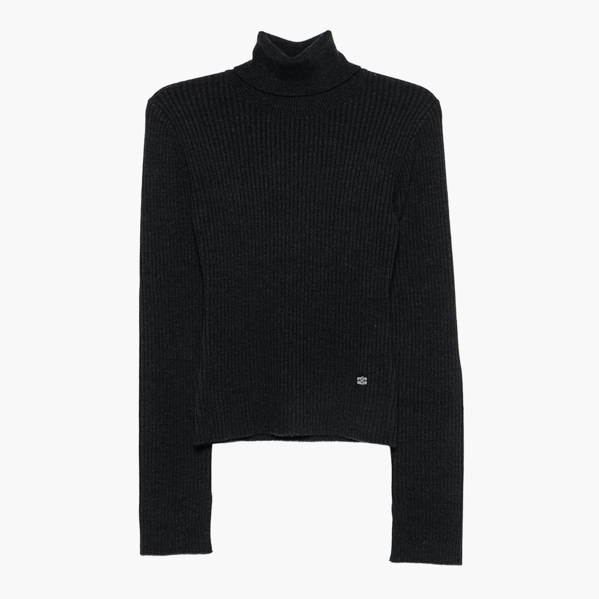 Pull Côtelé à Col Roulé Merino