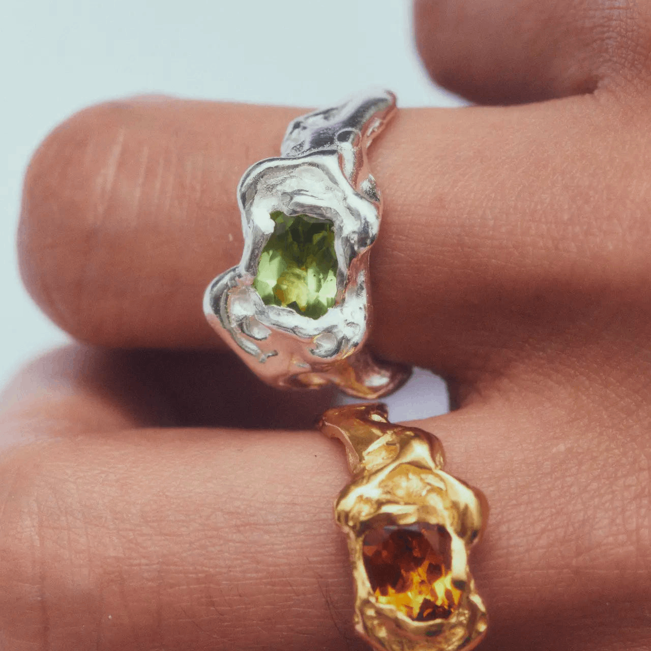 Ola Green Recycled Silver Simuero Ring