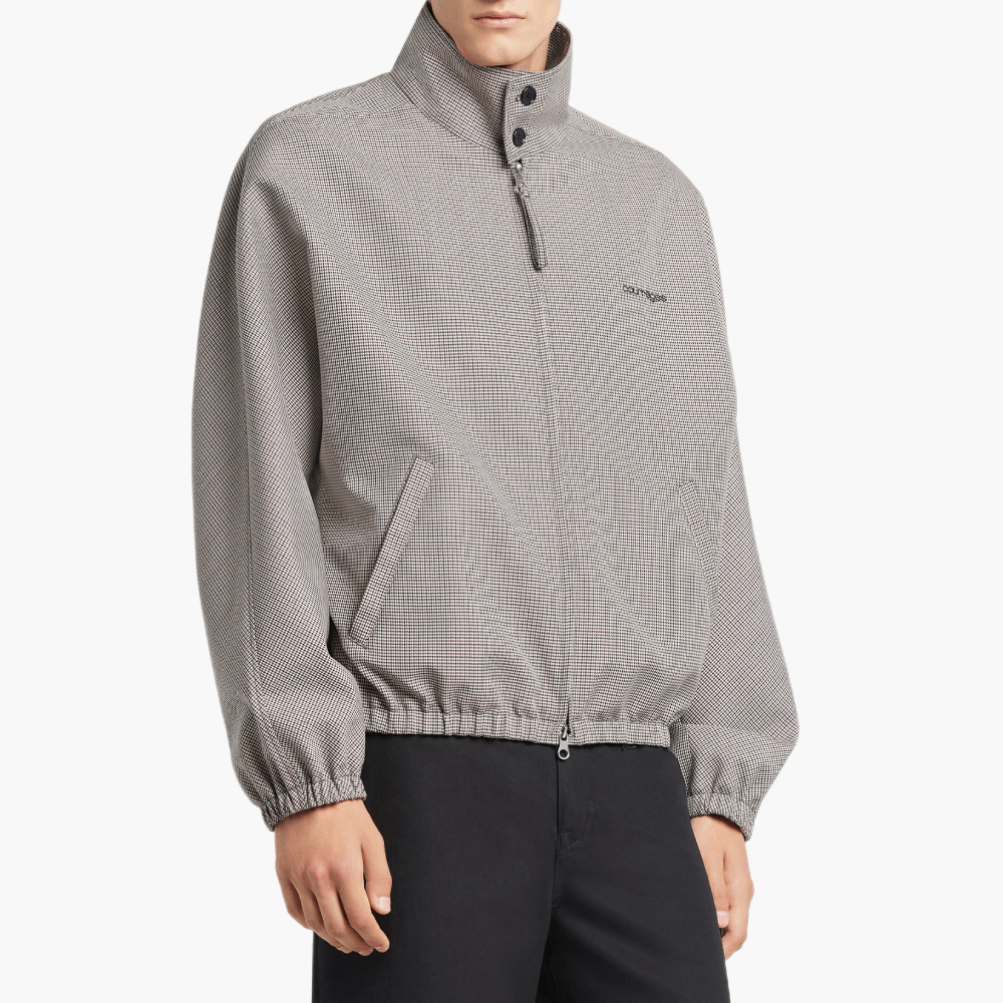 Houndstooth zip-up bomber jacket
