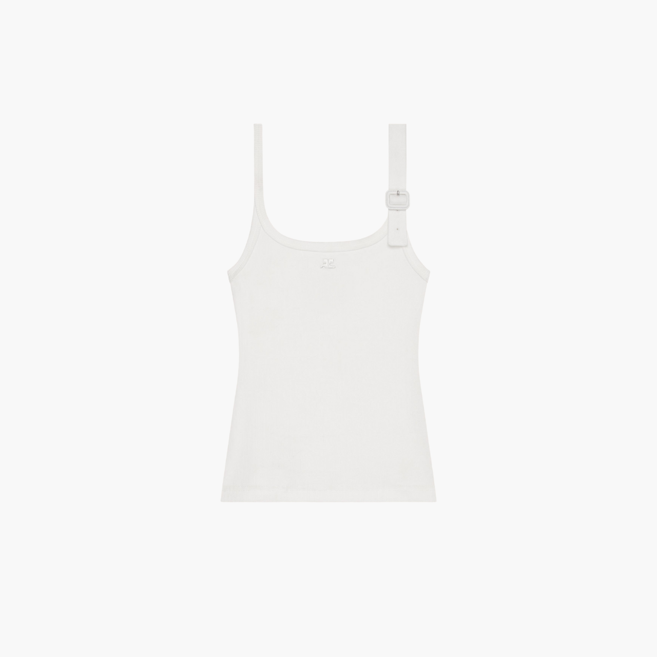 Ribbed asymmetrical buckle tank top