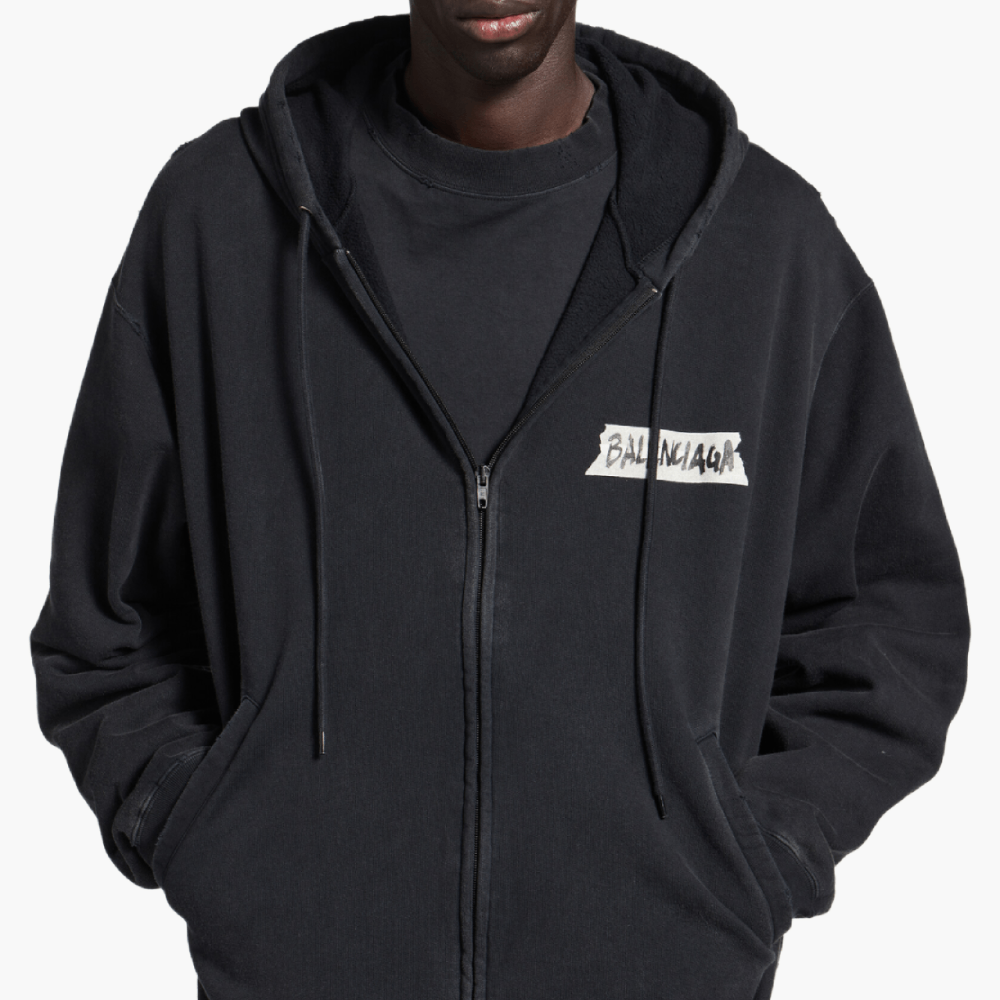Hoodie zippé oversize “Masking Tape”