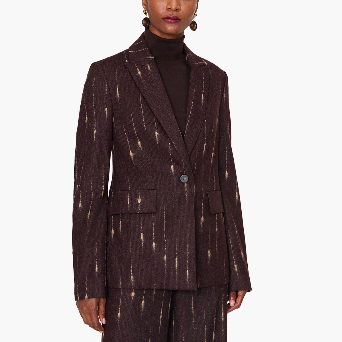Veste Pietro Laine Rayée Mahogany