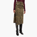 Leopard print denim midi skirt