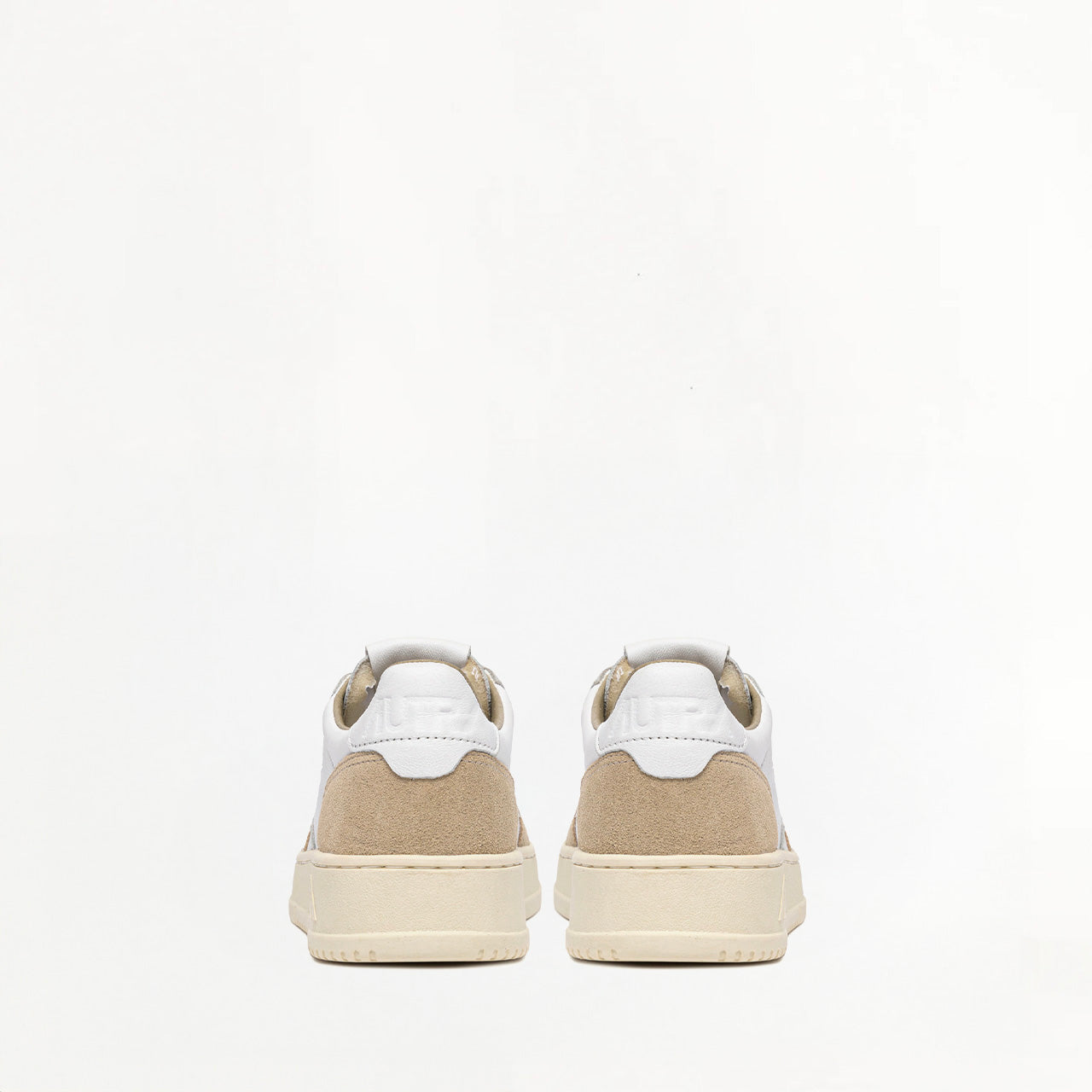 Sneakers Autry Medalist Low en Cuir et Daim Blanc et Beige