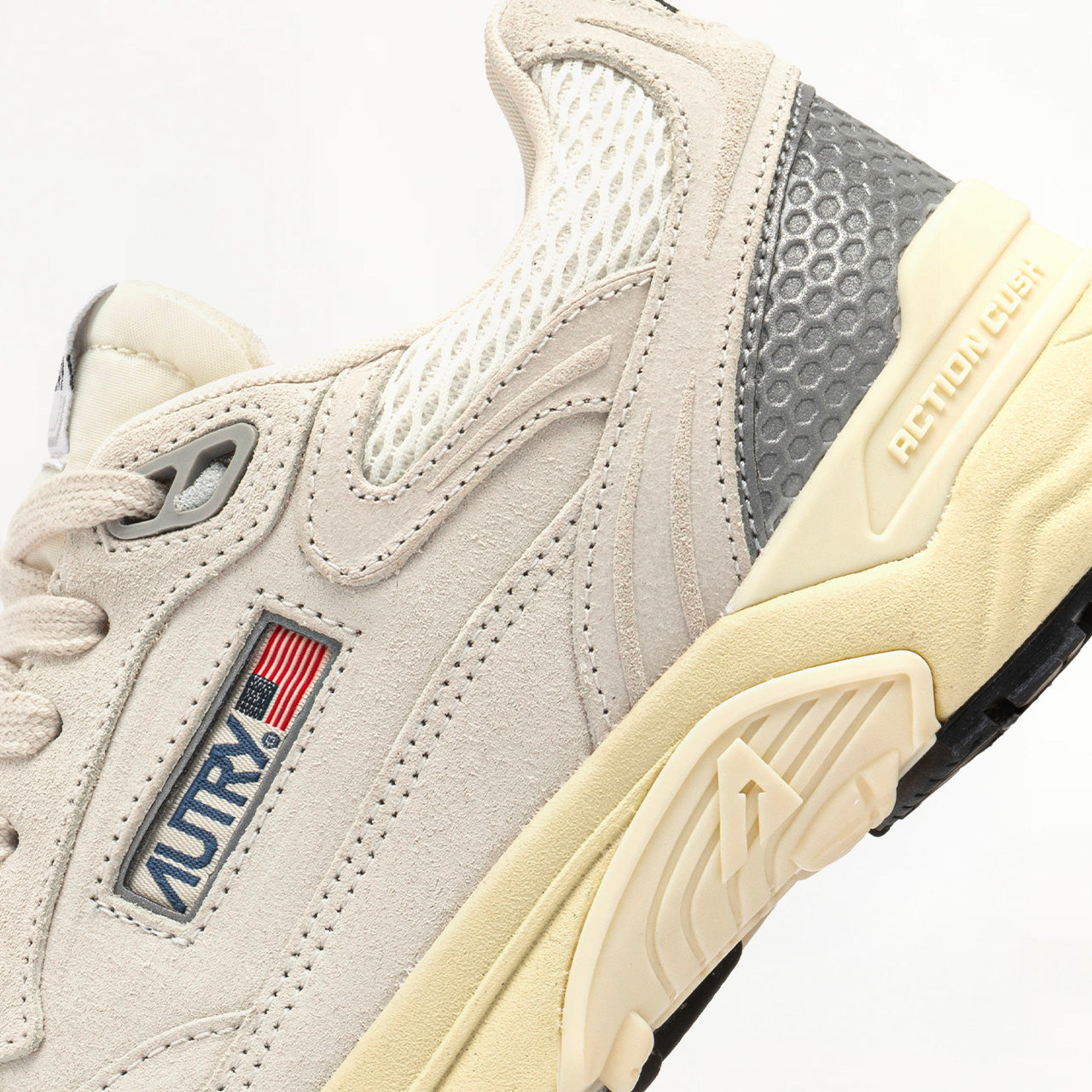 Sneakers Autry Hyperway en Mesh et Daim Blanc et Argent