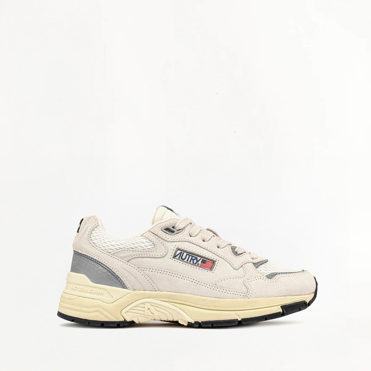 Sneakers Autry Hyperway en Mesh et Daim Blanc et Argent
