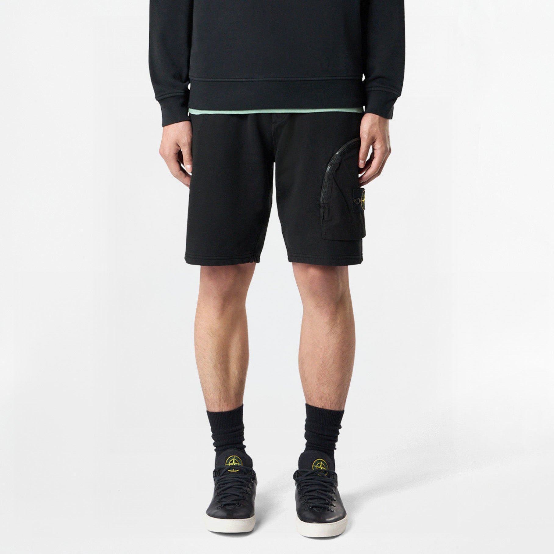 Short Cargo Stone Island Cotton Fleece Technical 6200002 Noir