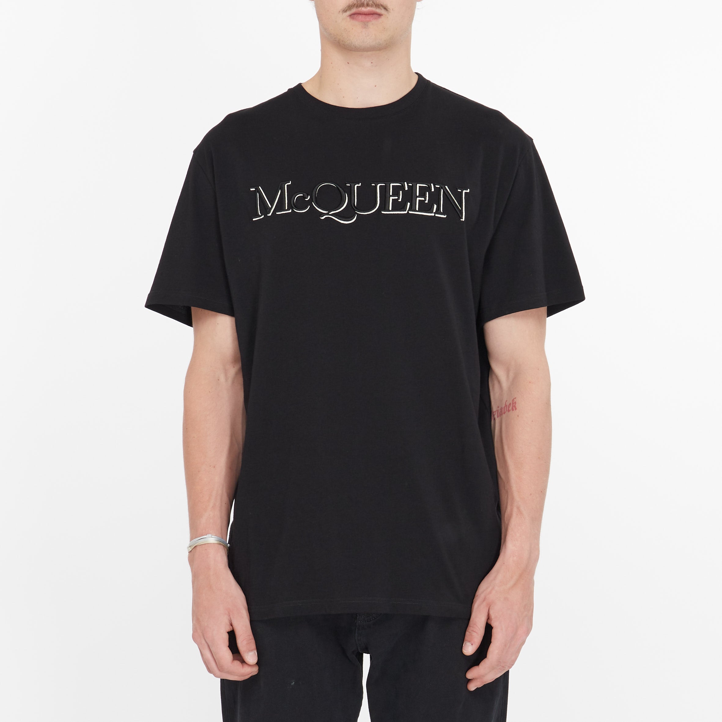 Tee Shirt McQueen à Logo Noir