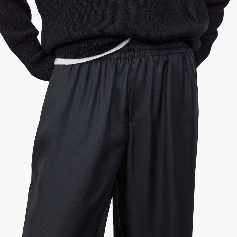 Wide-leg silk twill pants