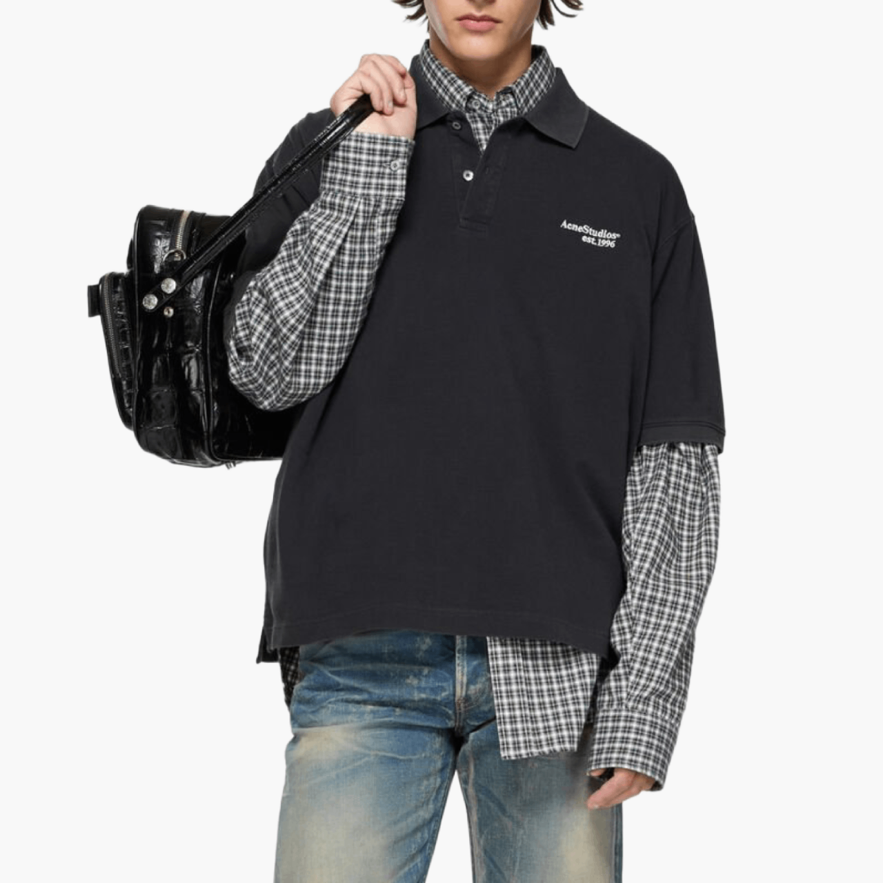 Polo washed logo coupe relaxed — Noir