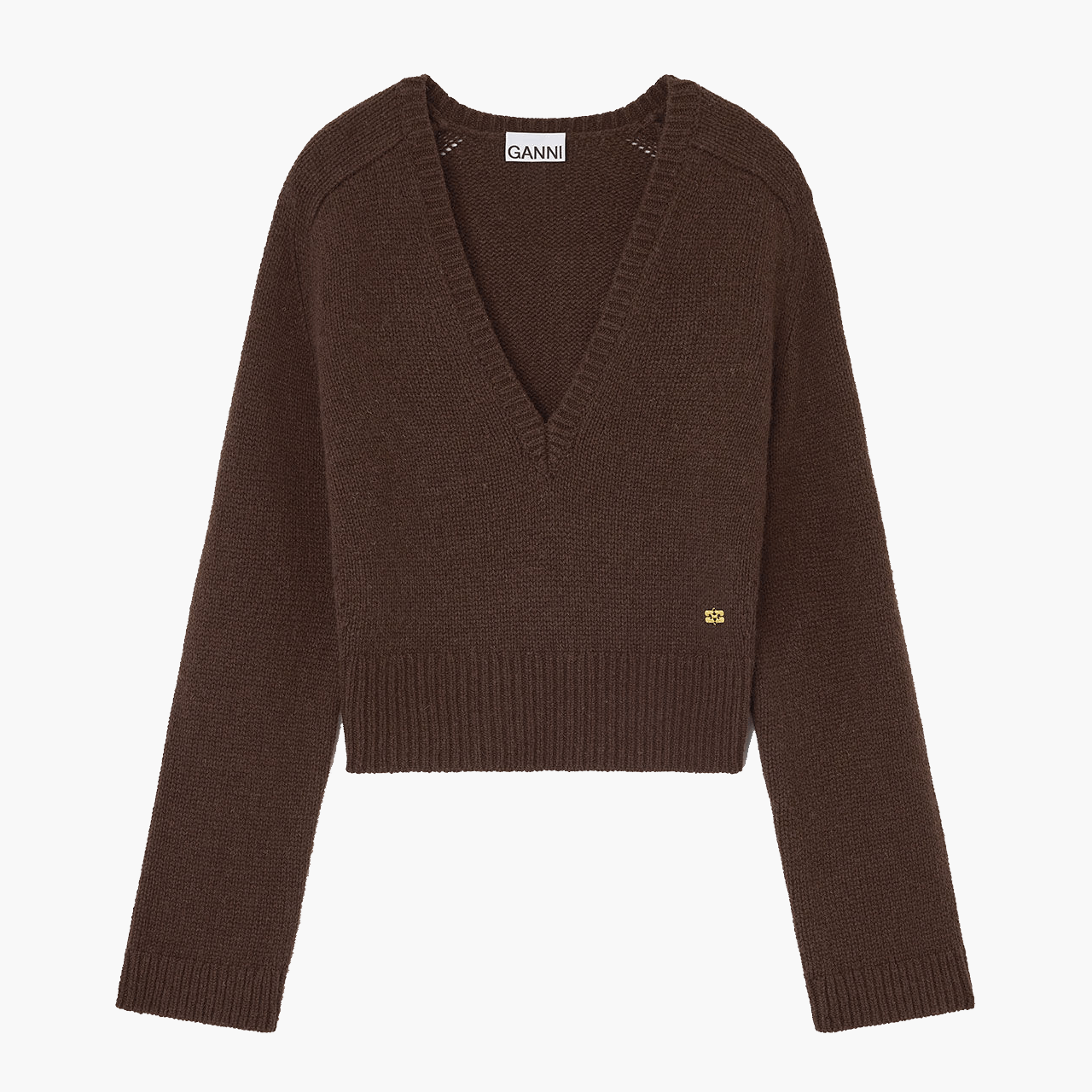 Pull Ganni V Marron Shaved Chocolate