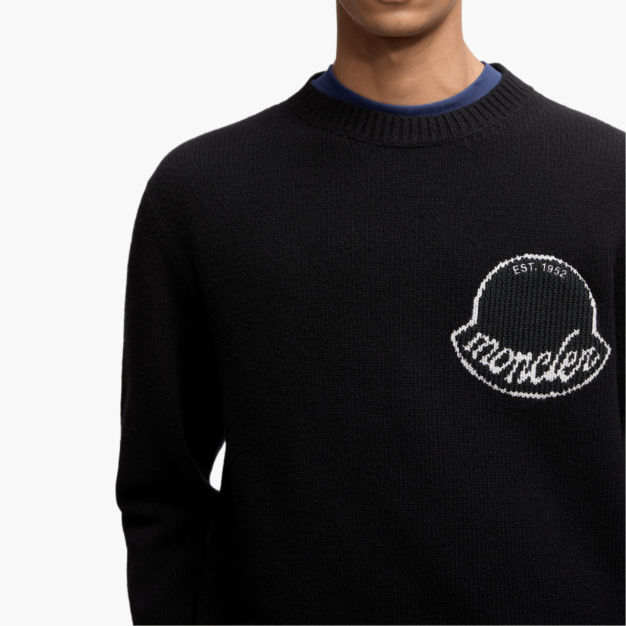 Pull Moncler logo brodé noir