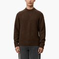 Round neck wool–alpaca sweater Slate Brown