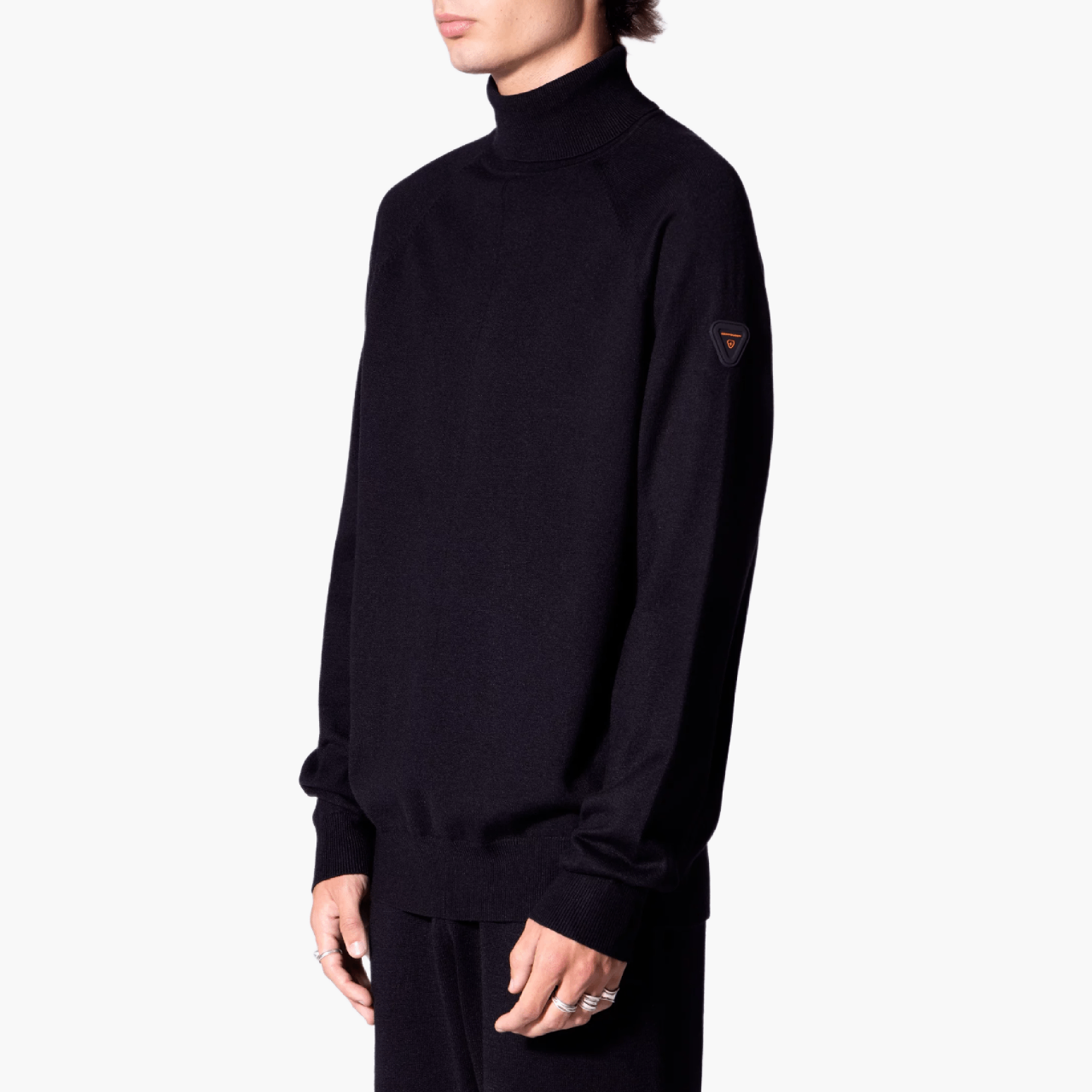 Pull col roulé maille raglan — Noir