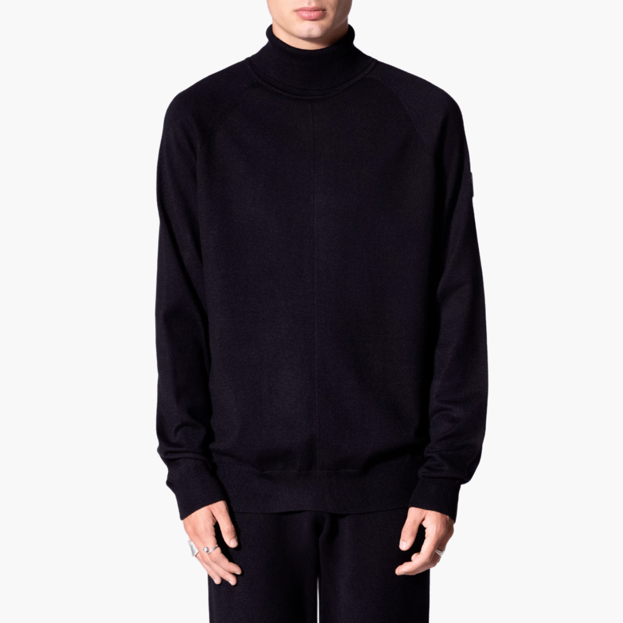 Pull col roulé maille raglan — Noir