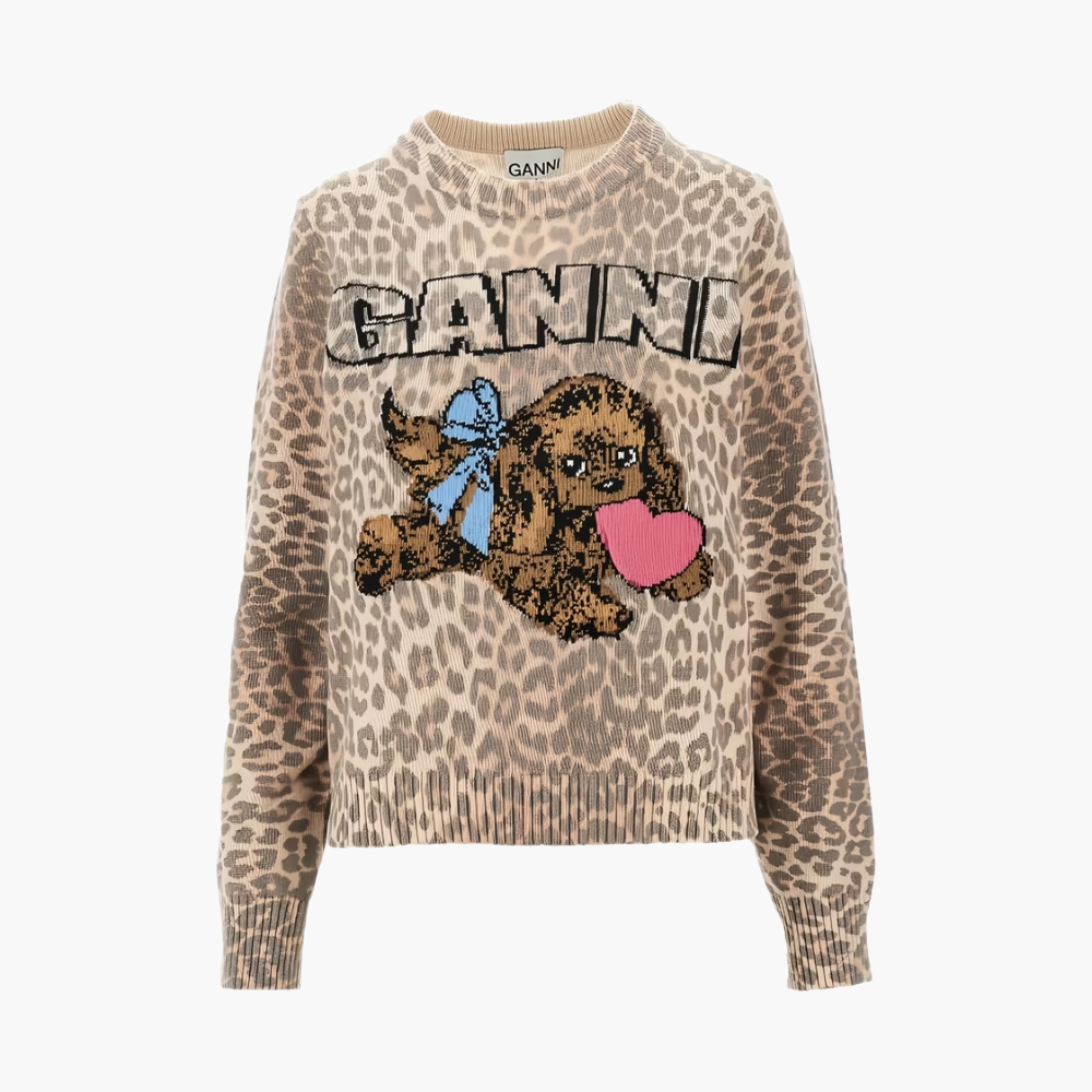 Pull laine motif chiot