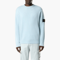 Ribbed Soft Cotton Crew Neck Sweater — Sky Blue