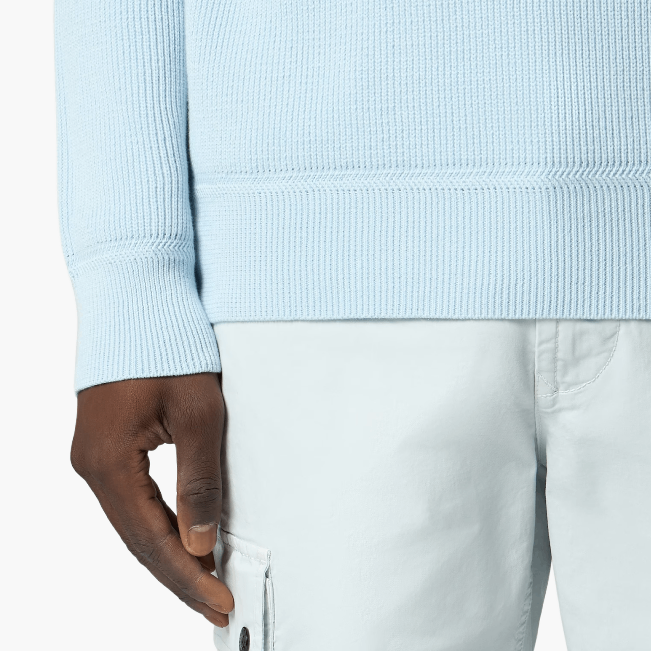 Pull ras-du-cou “Ribbed Soft Cotton” — Bleu ciel