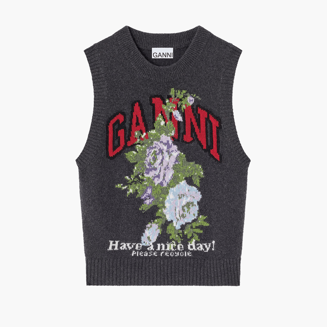 Pull sans manches Ganni Gris Phantom