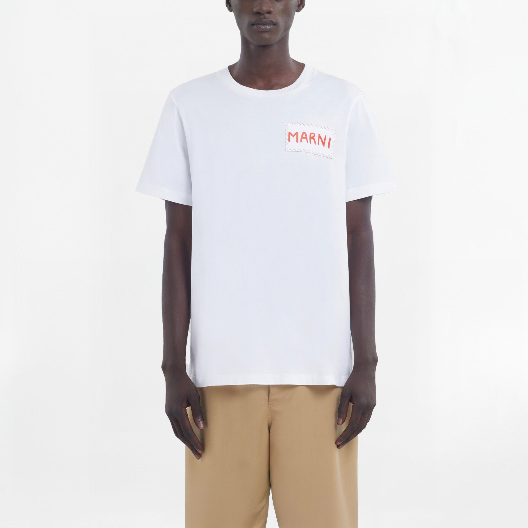 T-shirt Marni Logo Patch Blanc