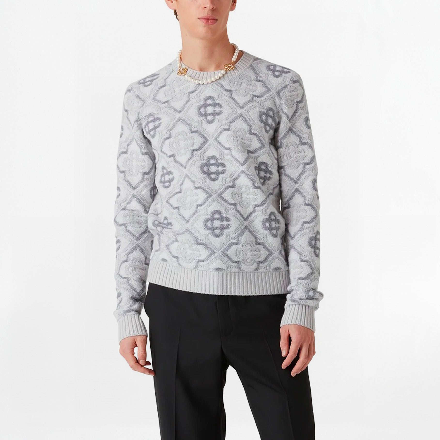 Pull Casablanca Monogram Gris/Blanc