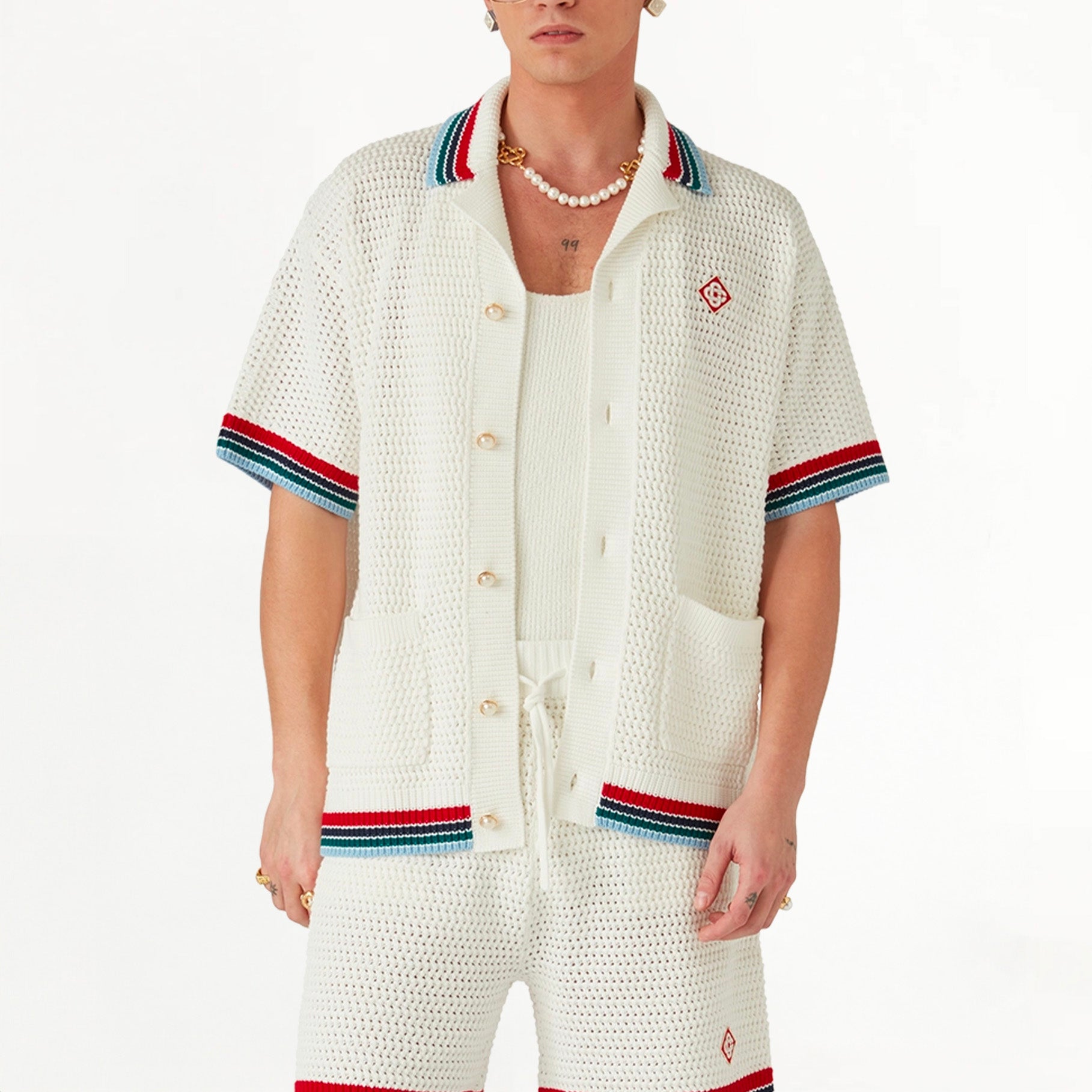 Chemise Casablanca Crochet Sporty Blanc