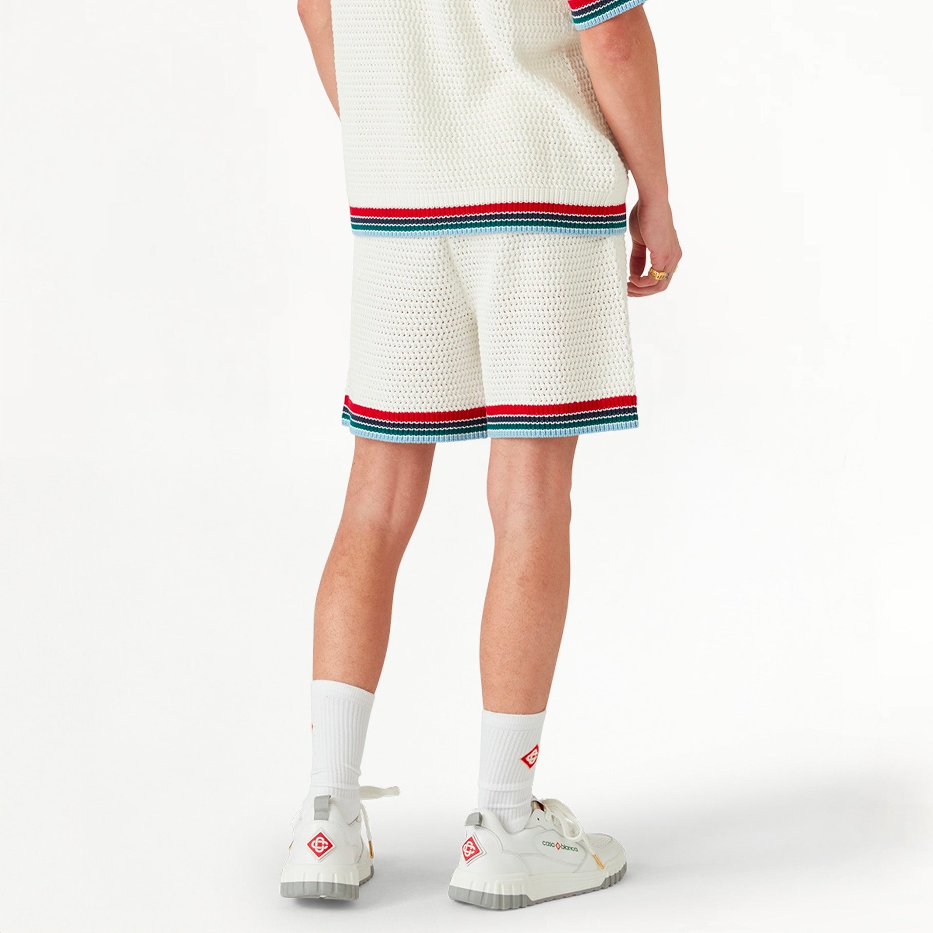 Casablanca Crochet Sporty Shorts White