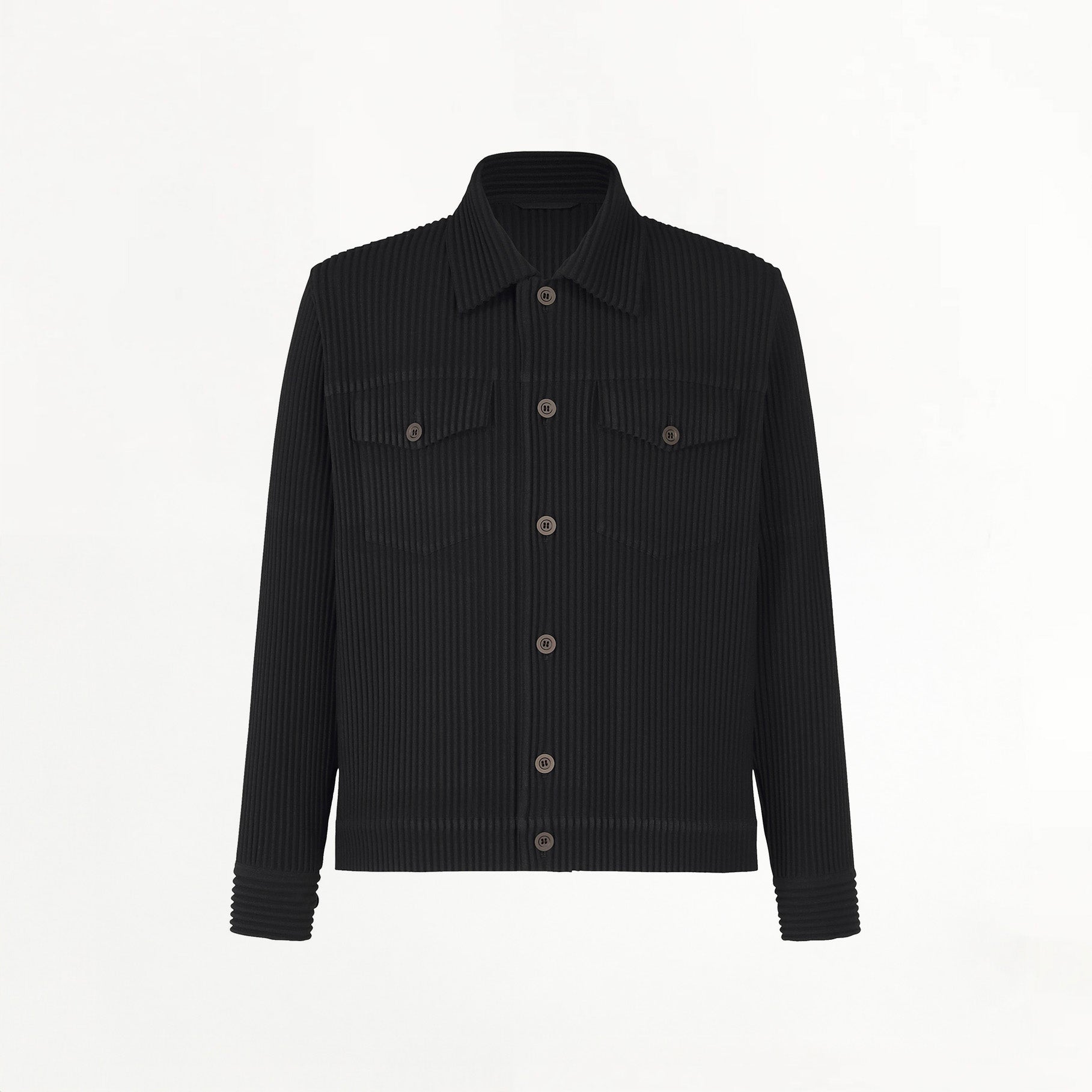 Veste Trucker Homme Plissé Issey Miyake Wool like light Noir