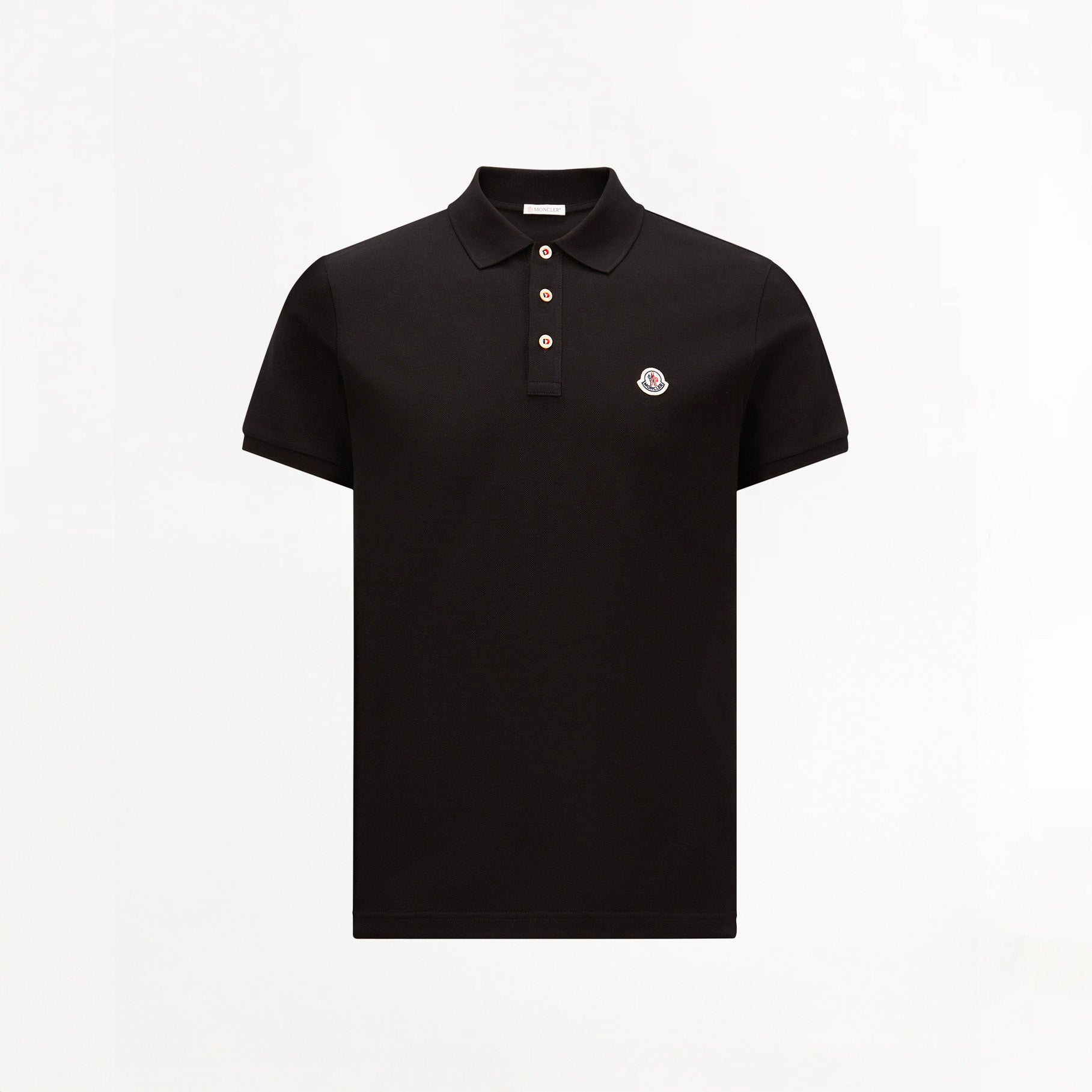 Moncler Shirt Polo Moncler Noir Polo En Piqué De Coton à Logo