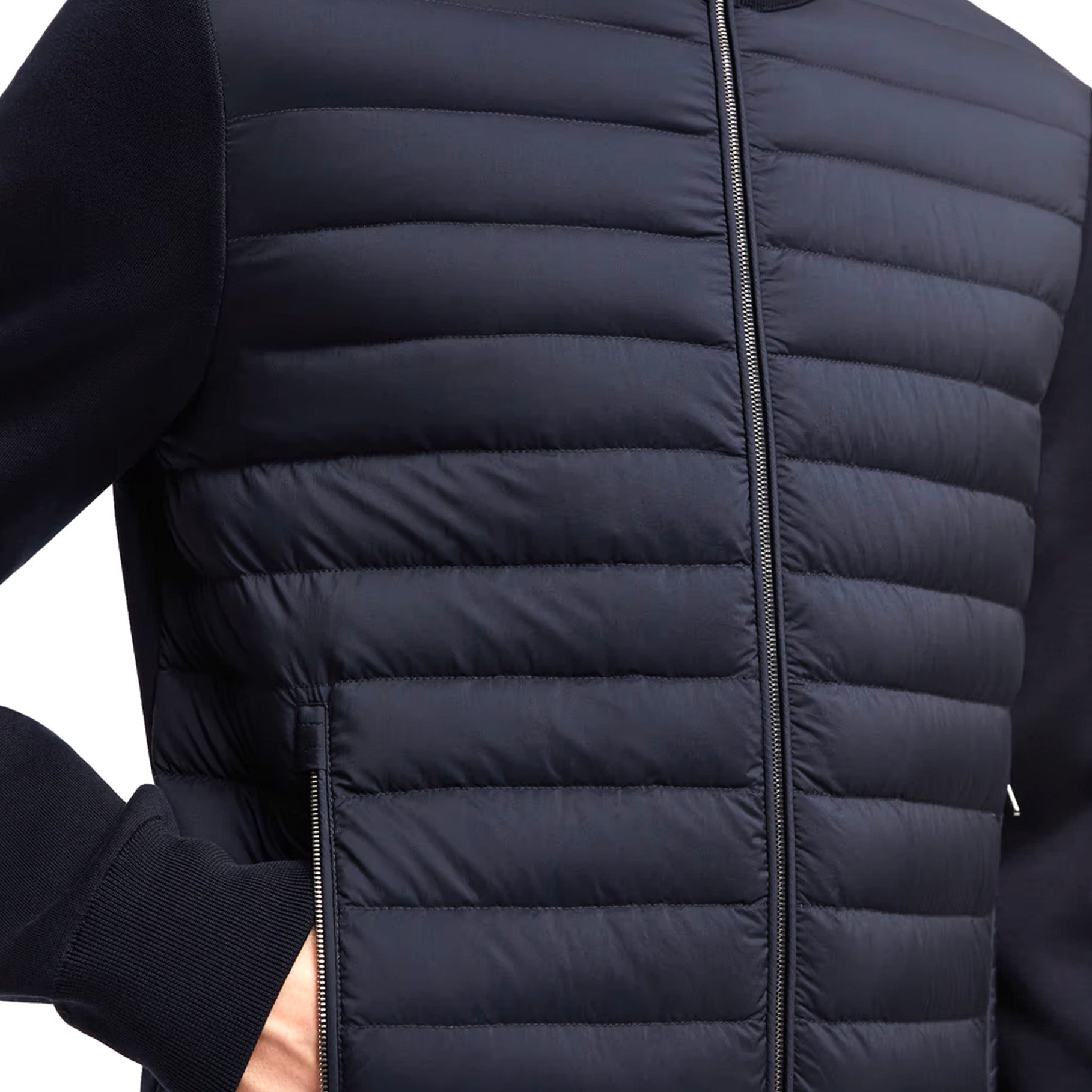 Cardigan Moncler Bi-Matière Matelassé Bleu Marine